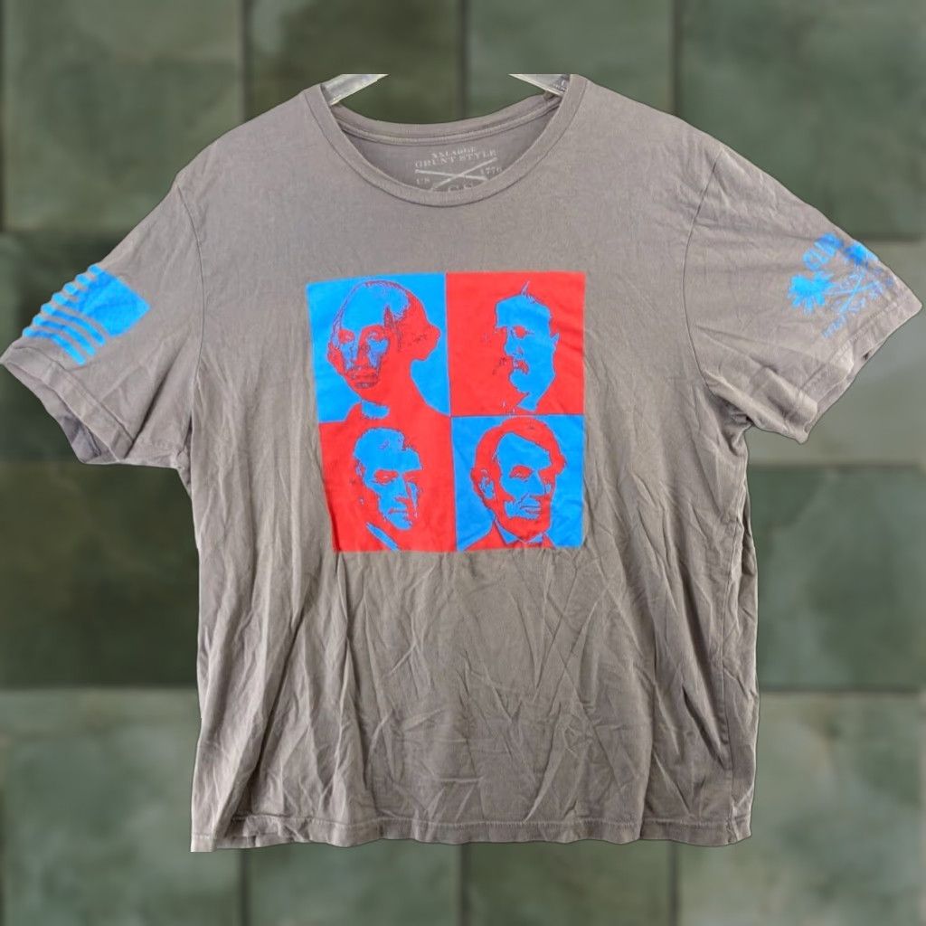 Vintage VINTAGE Grunt Style Patriotic T-Shirt Men 2XL Crew Neck Grey Cotton Blend All Seasons Size US XXL / EU 58 / 5 - 1 Thumbnail