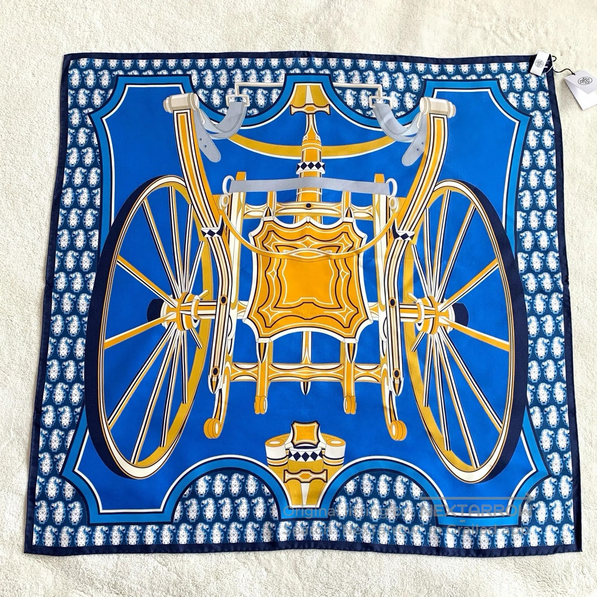 Hermes Hermes Blue Phaethon's Wheel Printed Silk Scarf| Size ONE SIZE - 2 Thumbnail