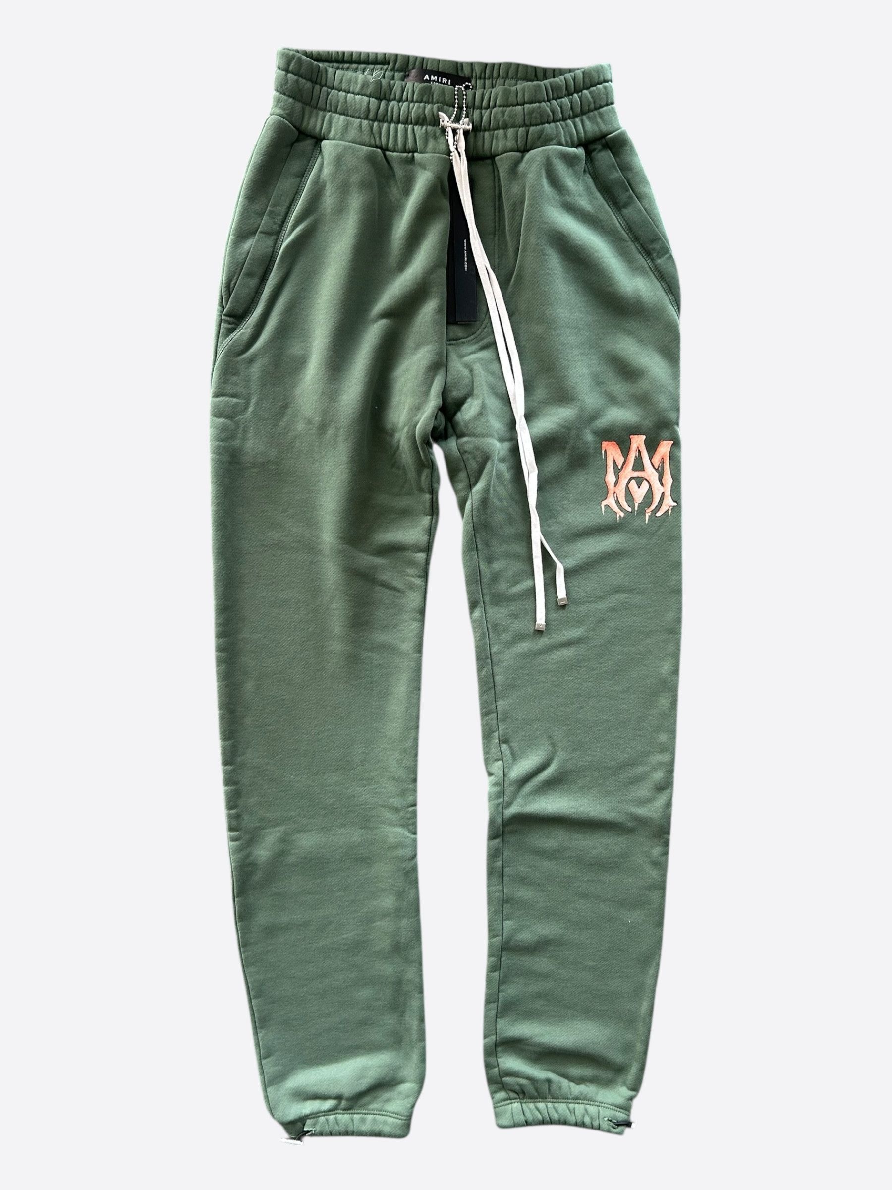 Amiri Amiri Green & Peach MA Watercolor Logo Sweatpants Size US 30 / EU 46 - 1 Thumbnail