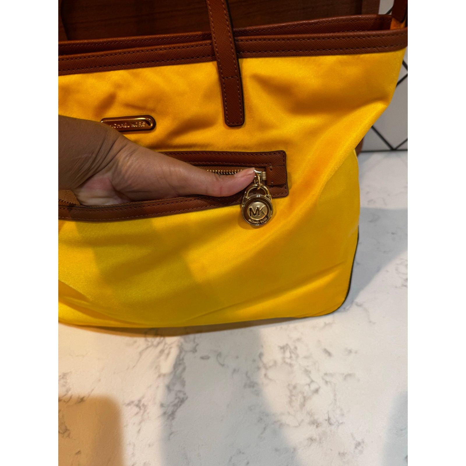 Michael Kors Michael Kors bright yellow Kempton nylon tote leather straps Size ONE SIZE - 6 Thumbnail