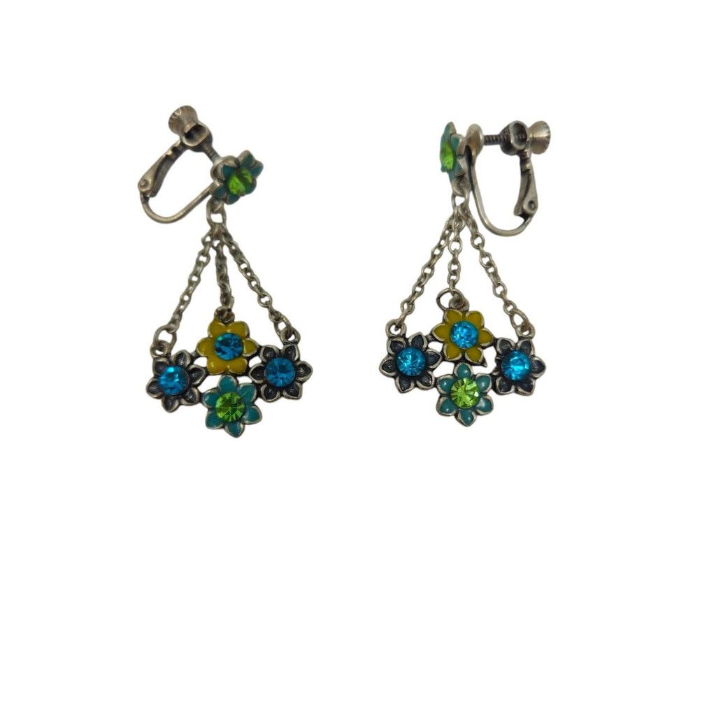 Handmade Vintage floral screw-back clip on earrings Size ONE SIZE - 6 Thumbnail