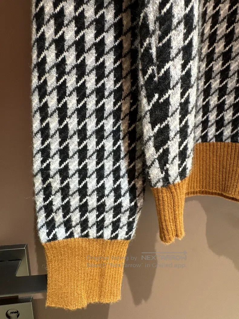 Hermes Hermes Houndstooth Color Blocked Mock Neck Sweater Size XS / US 0-2 / IT 36-38 - 2 Thumbnail