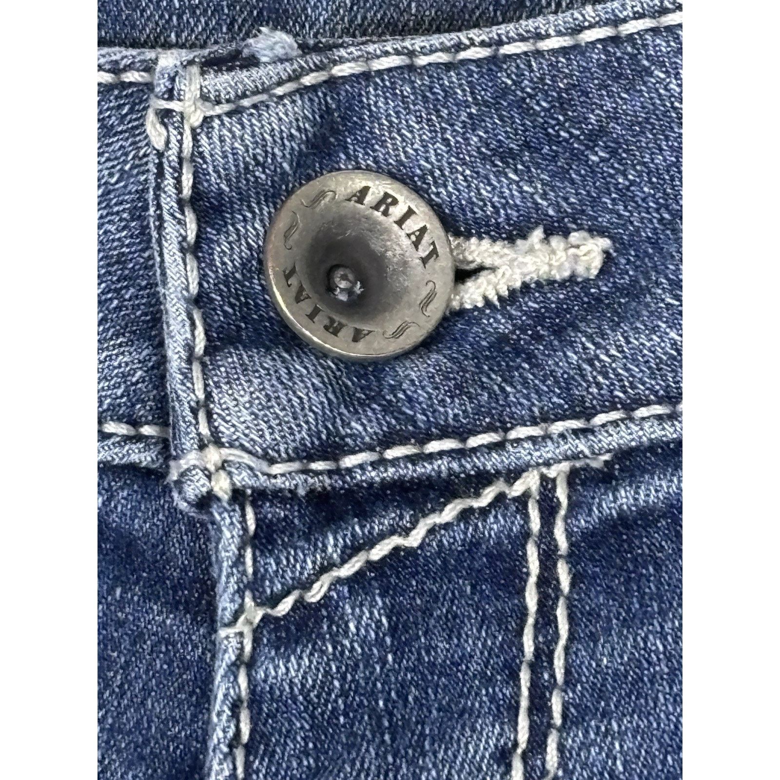 Ariat Women’s Ariat Denim Jeans Size 33R Blue Cropped Frayed Hem Size 33" - 9 Thumbnail