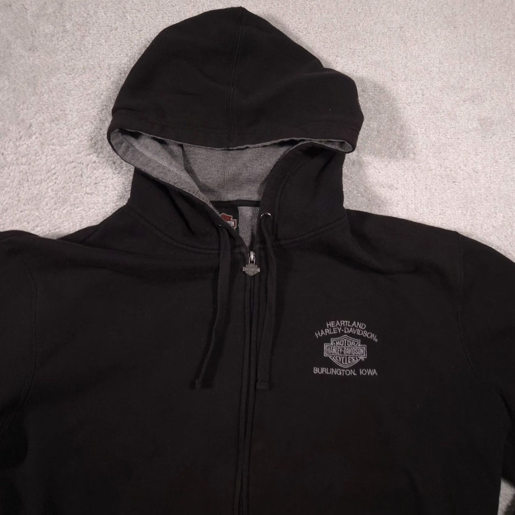 Harley Davidson Harley-Davidson Hoodie Sweatshirt Mens XL Black Full Zip Lined Bar Shield Iowa Size US XL / EU 56 / 4 - 3 Thumbnail
