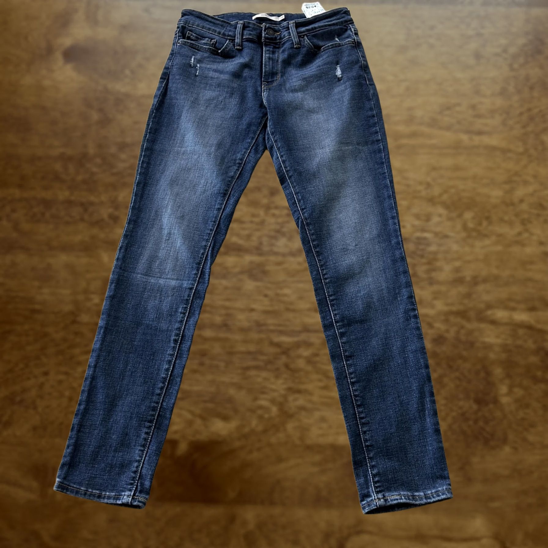 Levi's Levi's 711 Skinny Jeans Womens 28 Medium Wash Blue Mid Rise Stretch Denim Faded Distressed Pockets Zipper Button 5-Pocket Mens? Womens Size 28" / US 6 / IT 42 - 1 Thumbnail