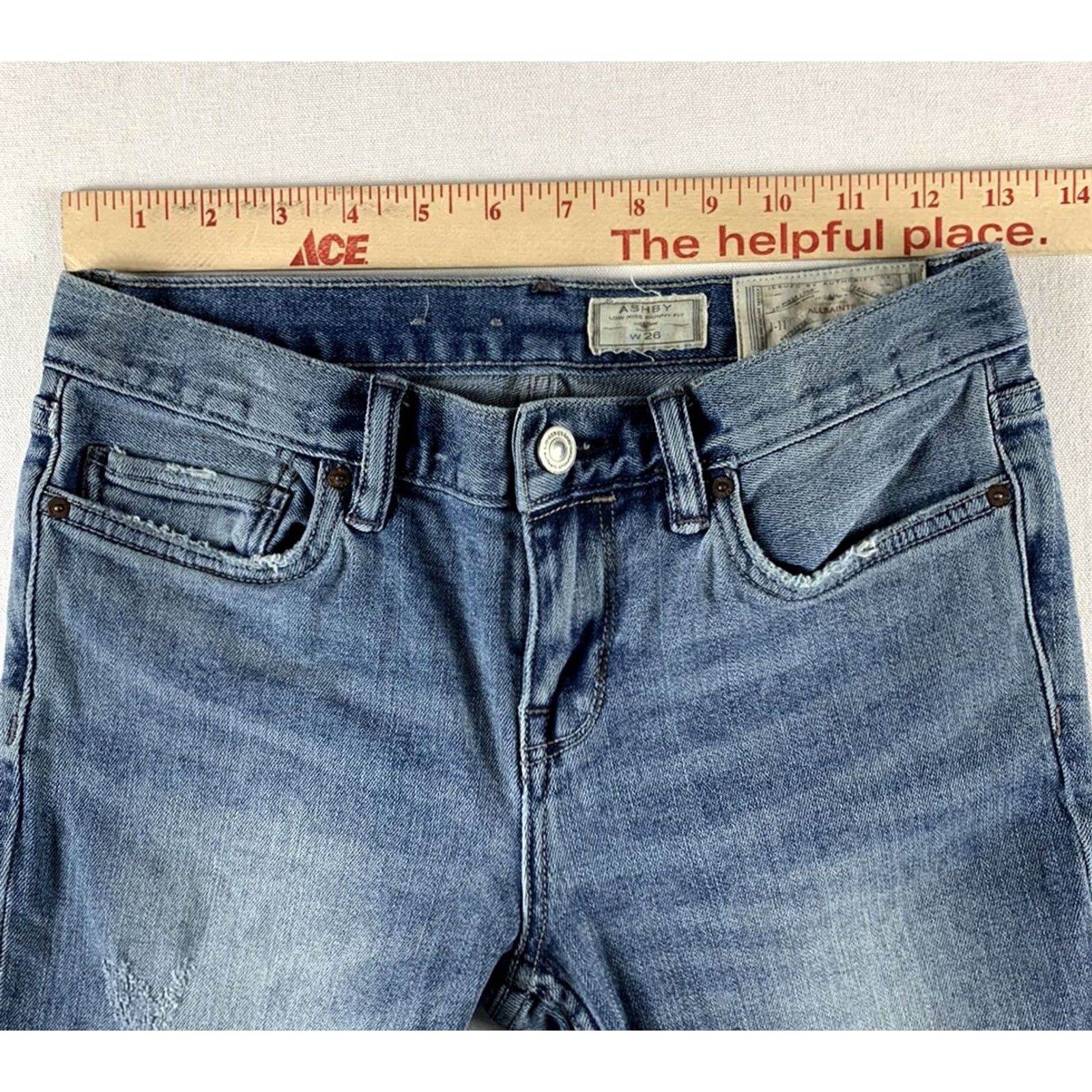 Allsaints AllSaints Jeans Womens 26 Blue ASHBY SIZE COTTON POLY FLAT LAY 27X29 Size 26" / US 2 / IT 38 - 7 Thumbnail