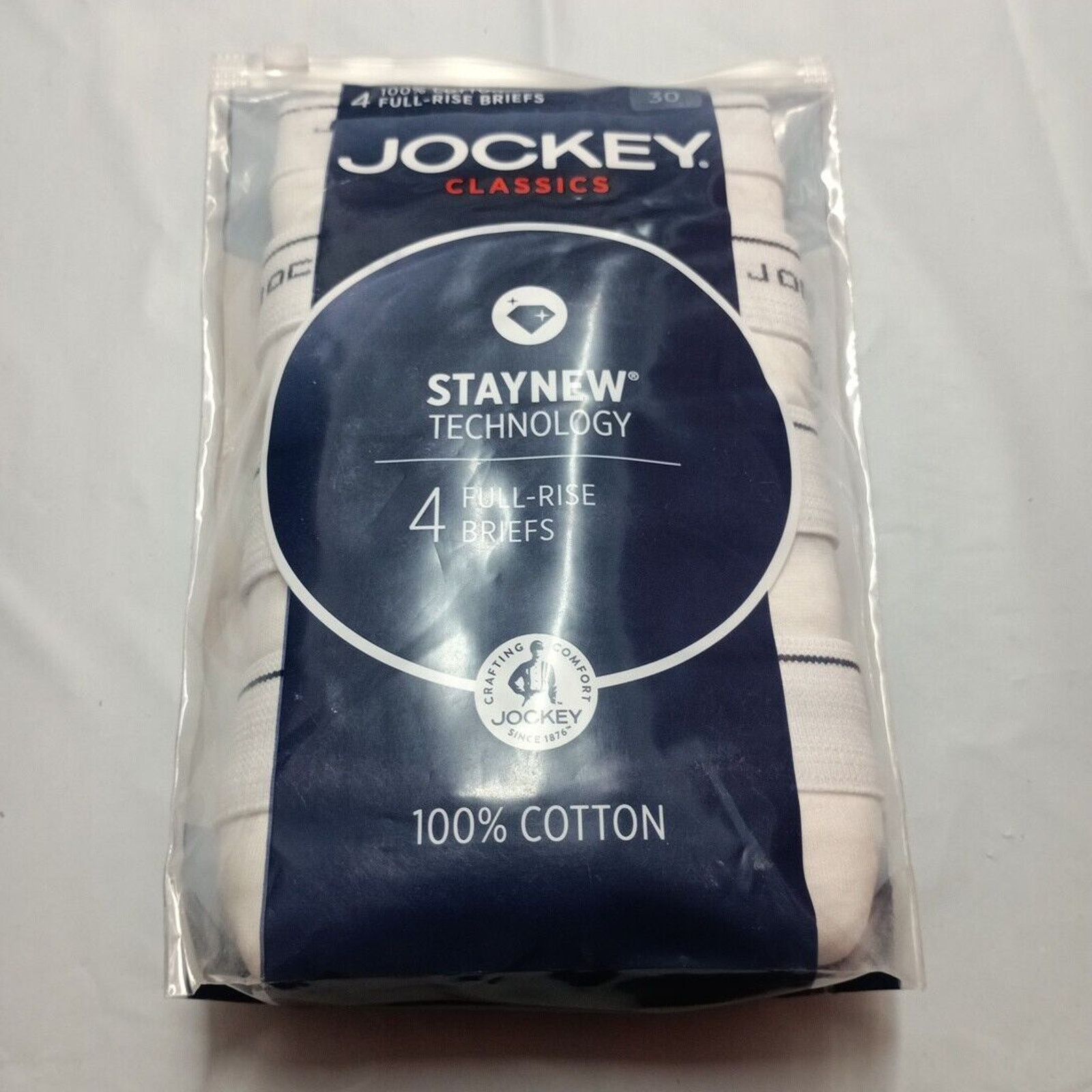 Jockey Jockey Classics Full-Rise Briefs Men's Size 30 White QTY 4 Size 30 - 1 Thumbnail
