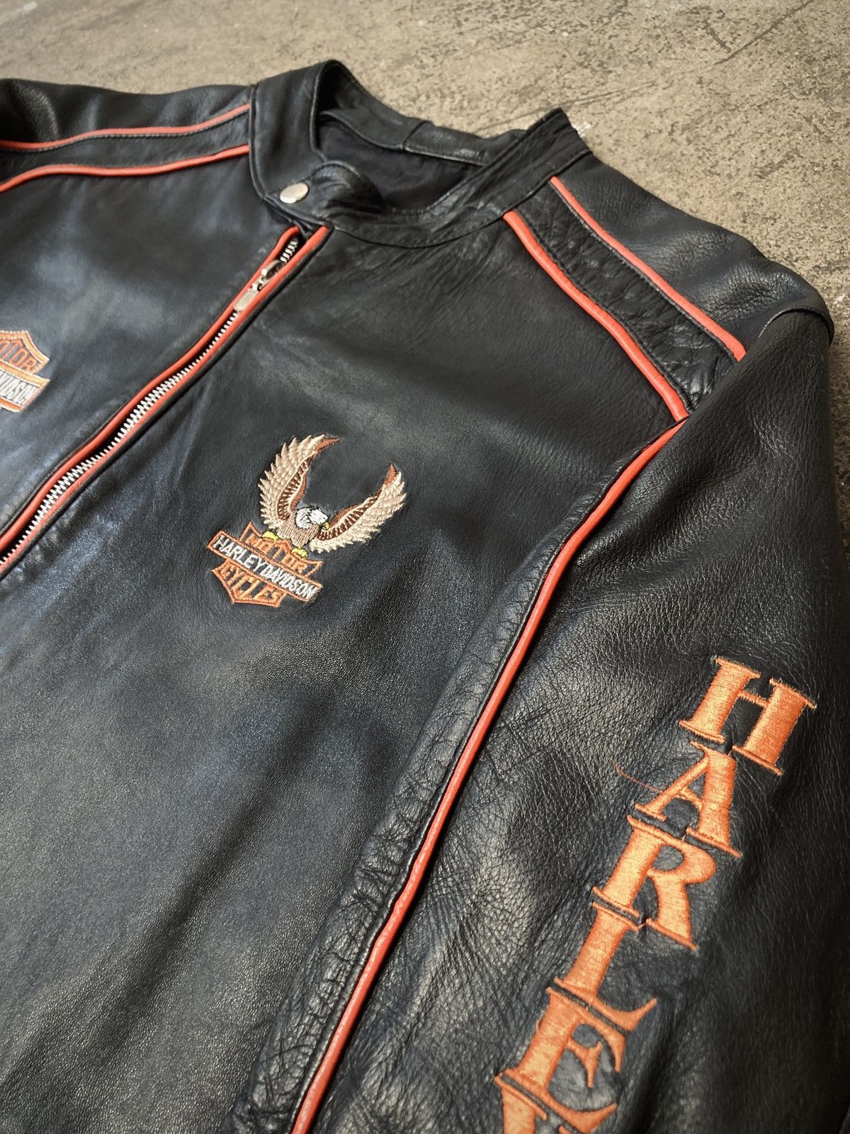Formula 1 × Harley Davidson × Vintage Vintage 90s Harley Davidson Racing Leather Jacket Size US L / EU 52-54 / 3 - 5 Thumbnail