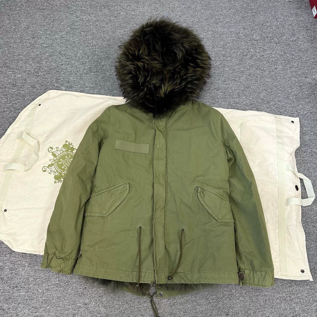 MR & MRS ITALY Mr&Mrs Green Fur Parka Coat Size XS / US 0-2 / IT 36-38 - 1 Thumbnail