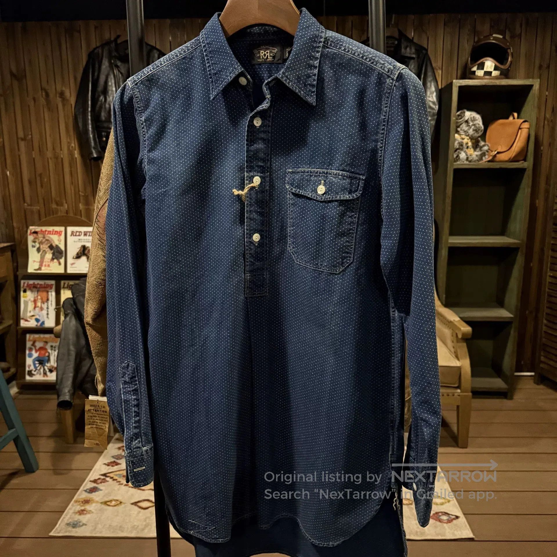 RRL Ralph Lauren RRL Polka Dot Denim Shirt. Size US M / EU 48-50 / 2 - 1 Thumbnail