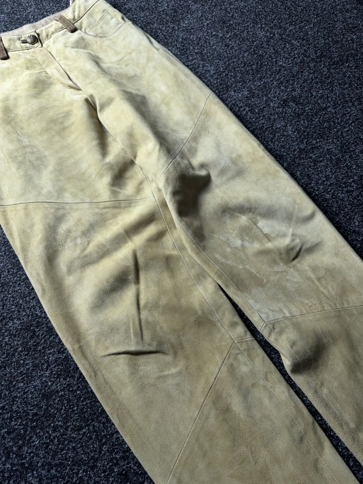 Genuine Leather Vintage 90s Western USA Soln Beige Suede Leather Pants EU38 Size 28" / US 6 / IT 42 - 5 Thumbnail