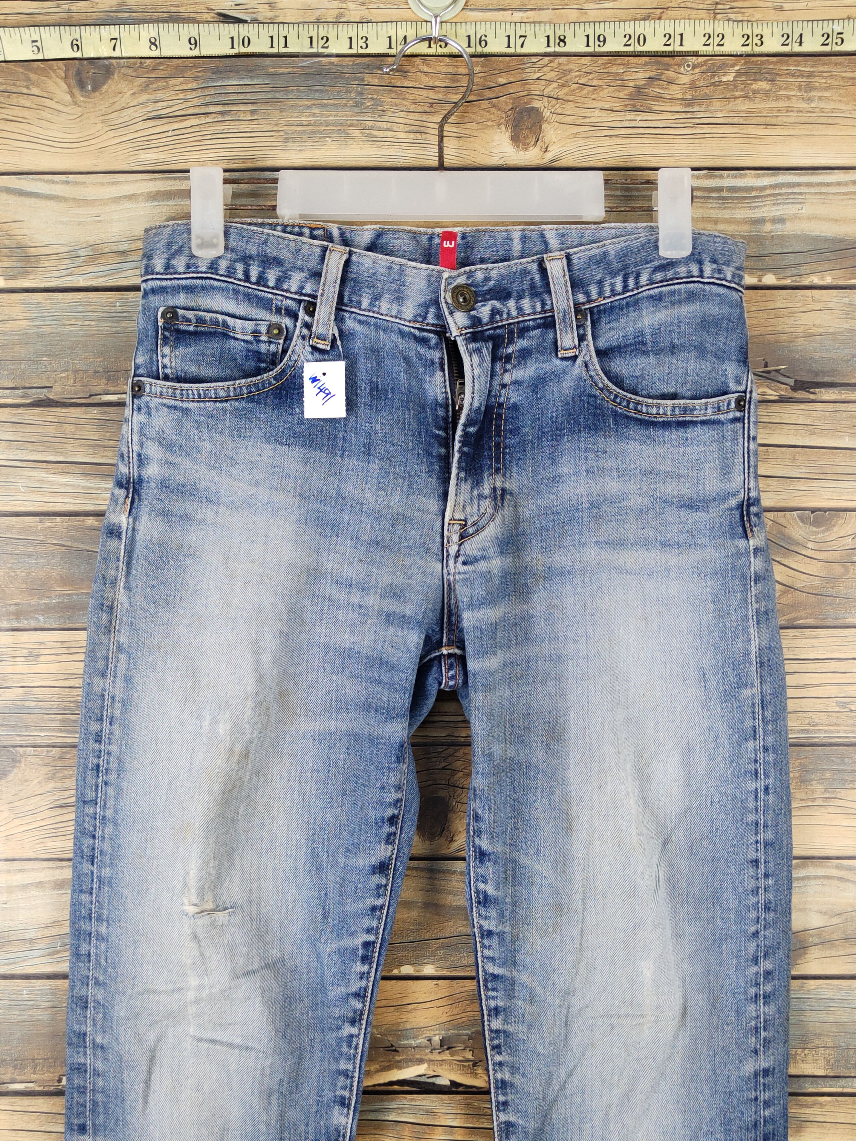 Japanese Brand Uniqlo Blue Distressed Ripped Jeans #W1491 Size US 29 - 2 Thumbnail