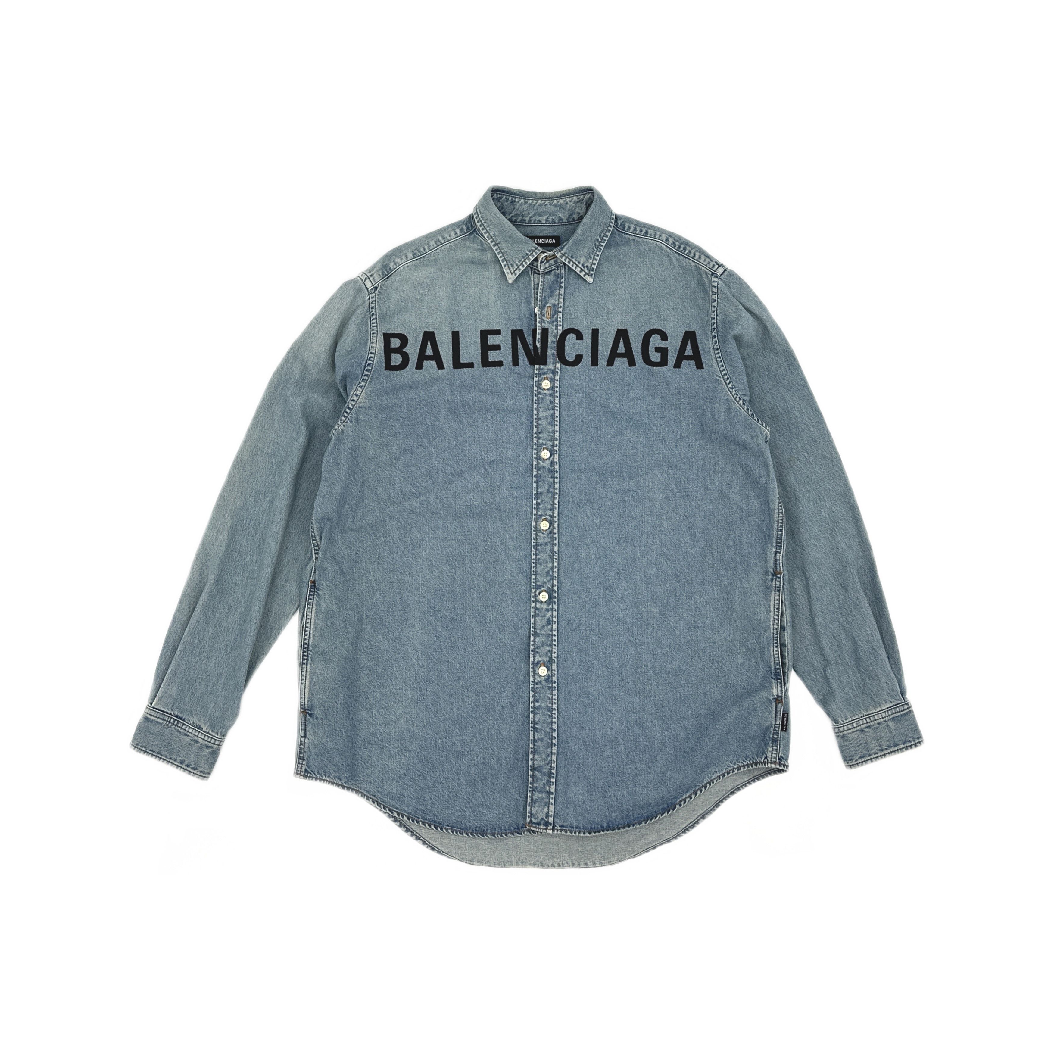 Balenciaga Balenciaga Logo Print Denim Shirt 37 Size US S / EU 44-46 / 1 - 1 Thumbnail