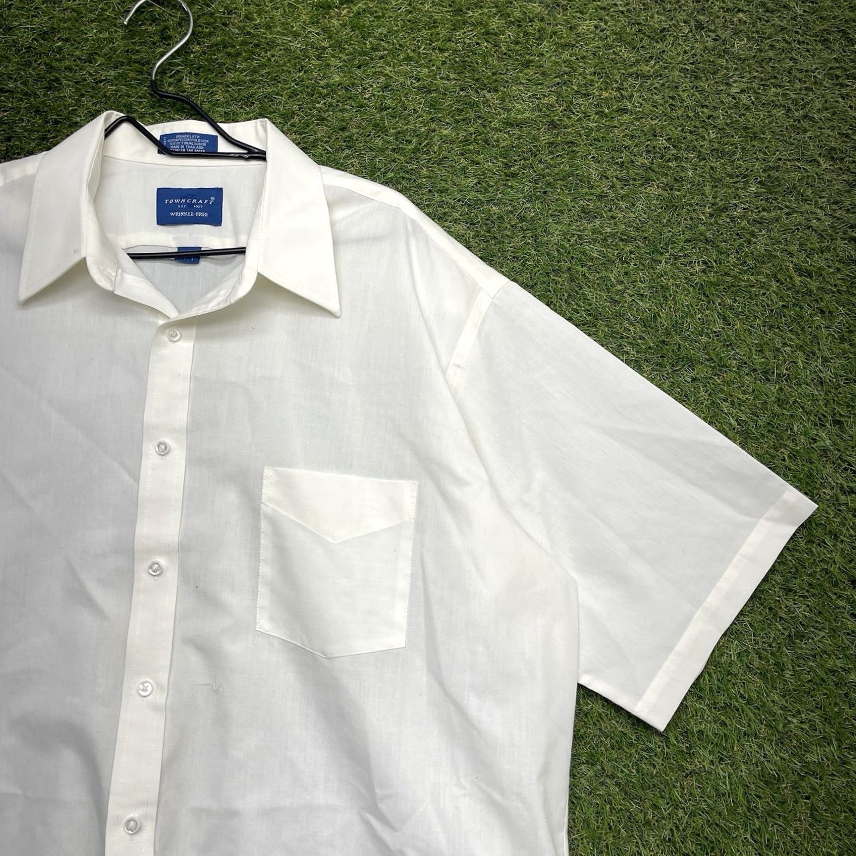 Vintage Towncraft Shirt Mens XL White Short Sleeve Button-Up Wrinkle Resistant Classic Casual Business Preppy Dagger Size US XL / EU 56 / 4 - 2 Thumbnail