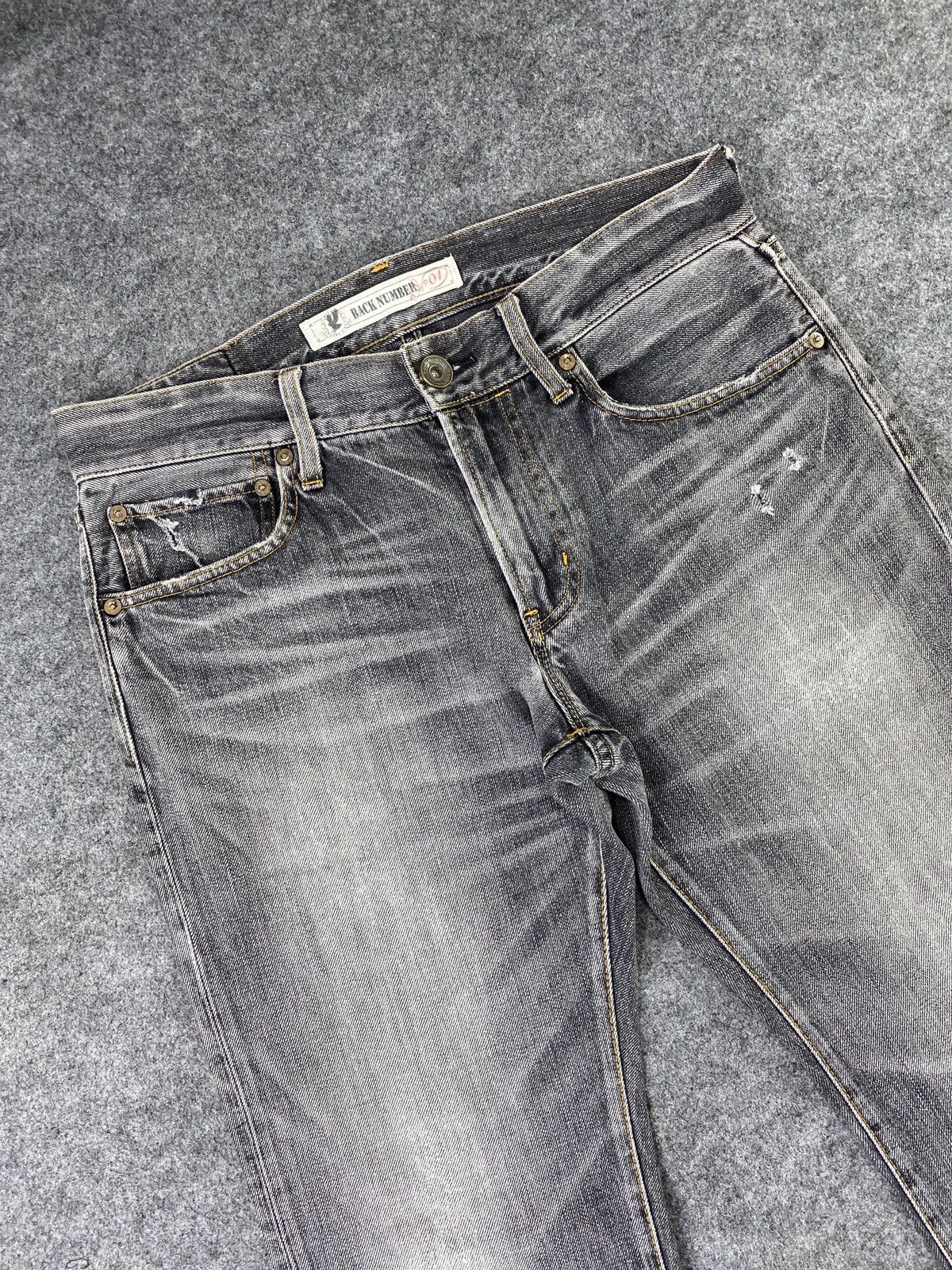Japanese Brand × Jean Japanese Brand Back Number Faded Black Wash Jeans -J1133 Size US 33 - 3 Thumbnail
