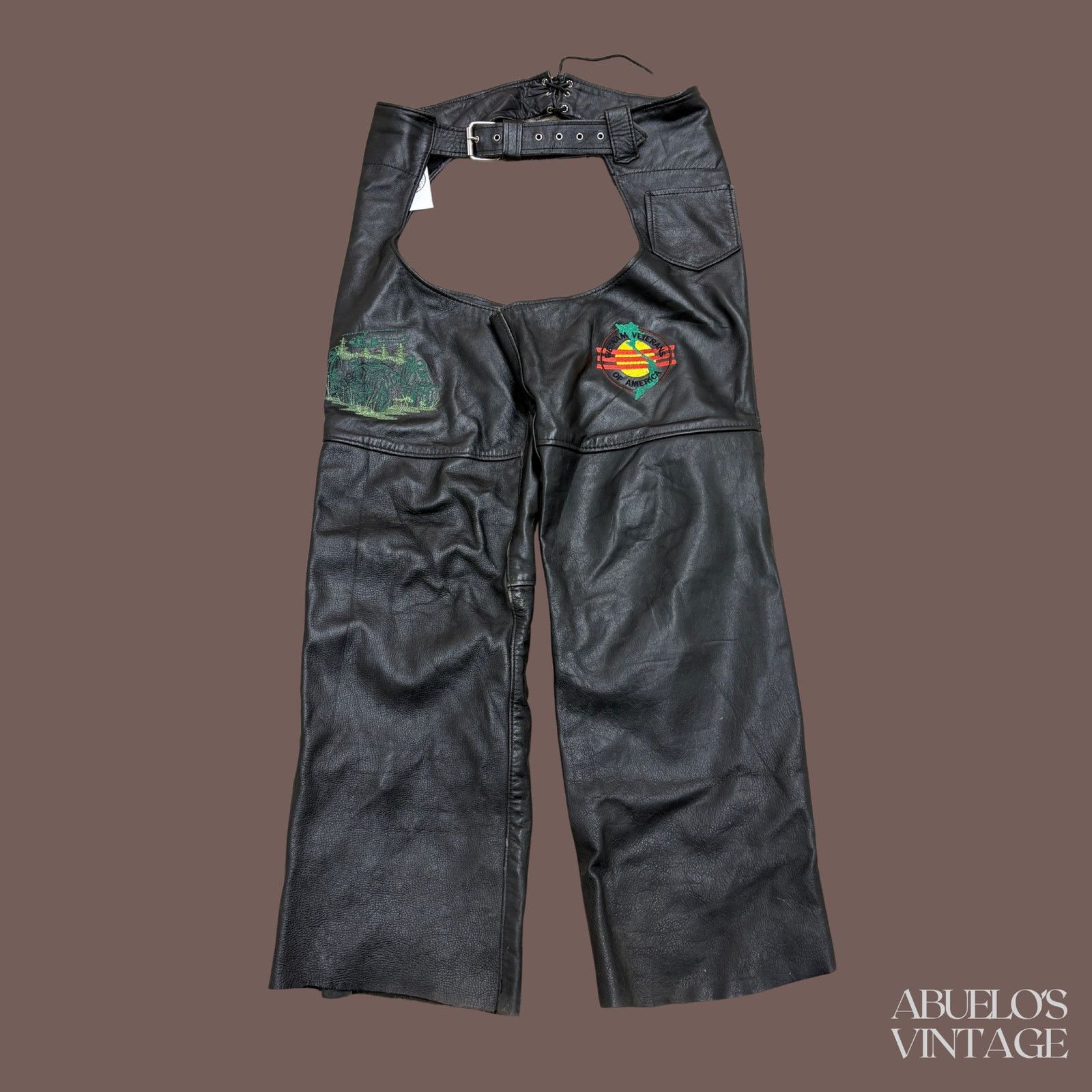 Vintage VTG Leather Chaps | Universal Rider Black | 90s Biker Size 38" / US 16 / IT 52 - 1 Thumbnail