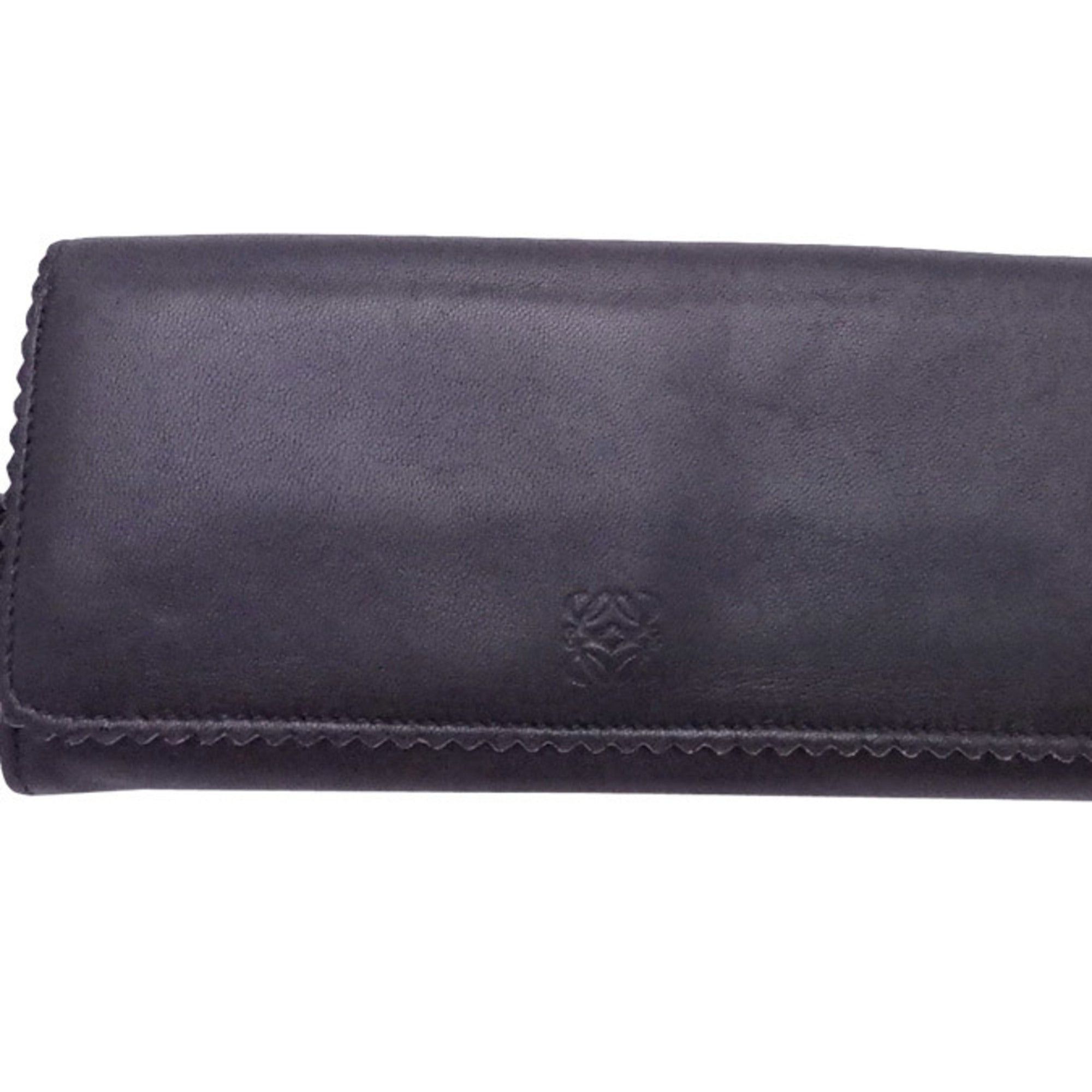 image of Loewe Bifold Long Wallet Anagram Black Leather Women's