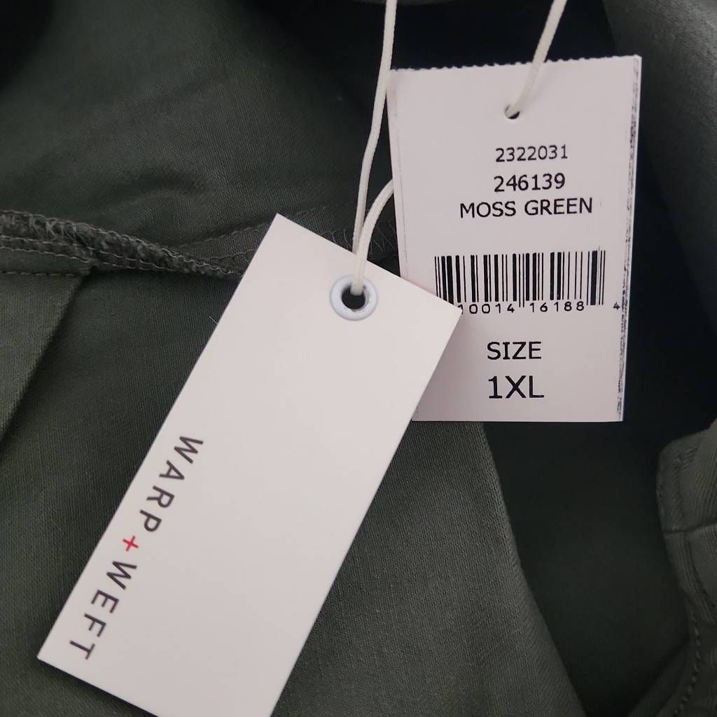 Warpweft Company Warp + Weft Ladies Size 1X Moss Green Canvas HTO East Hampton Button Front Dress Size XL / US 12-14 / IT 48-50 - 8 Thumbnail