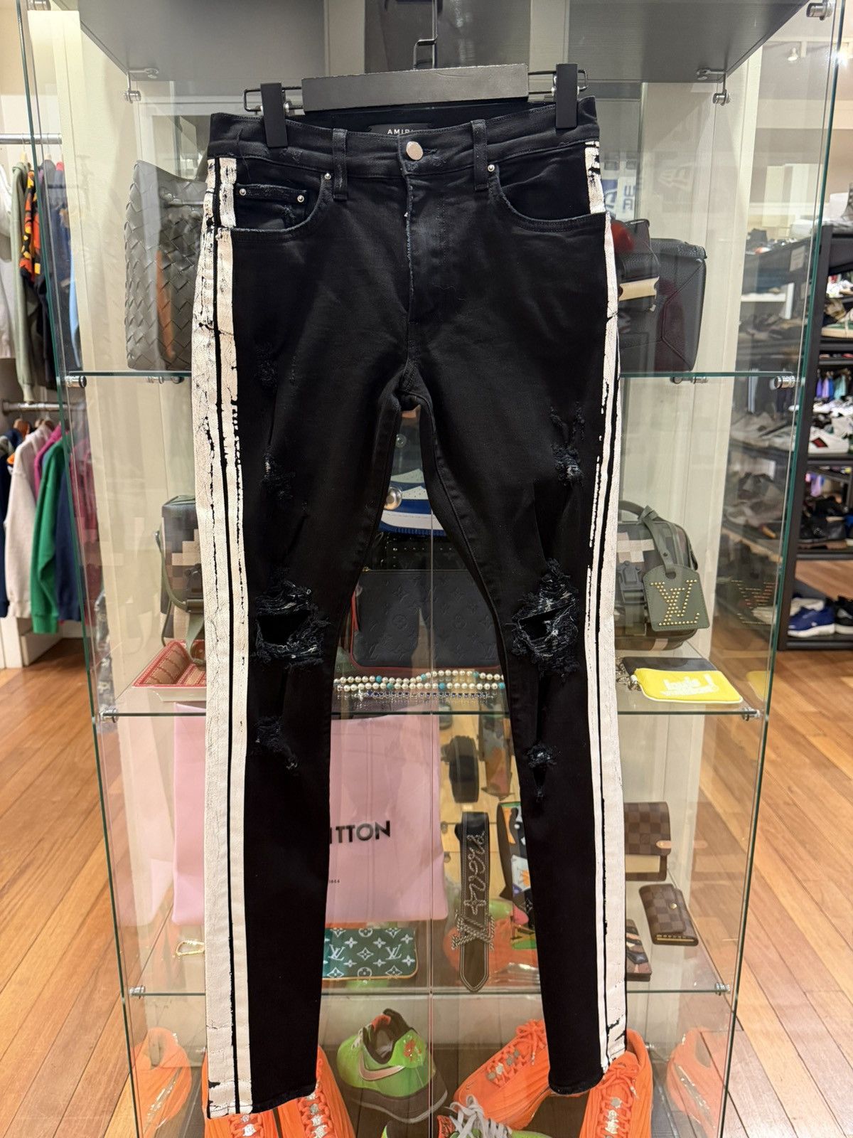Amiri Amiri Track Stripe Denim Jeans - Black Size US 30 / EU 46 - 1 Thumbnail