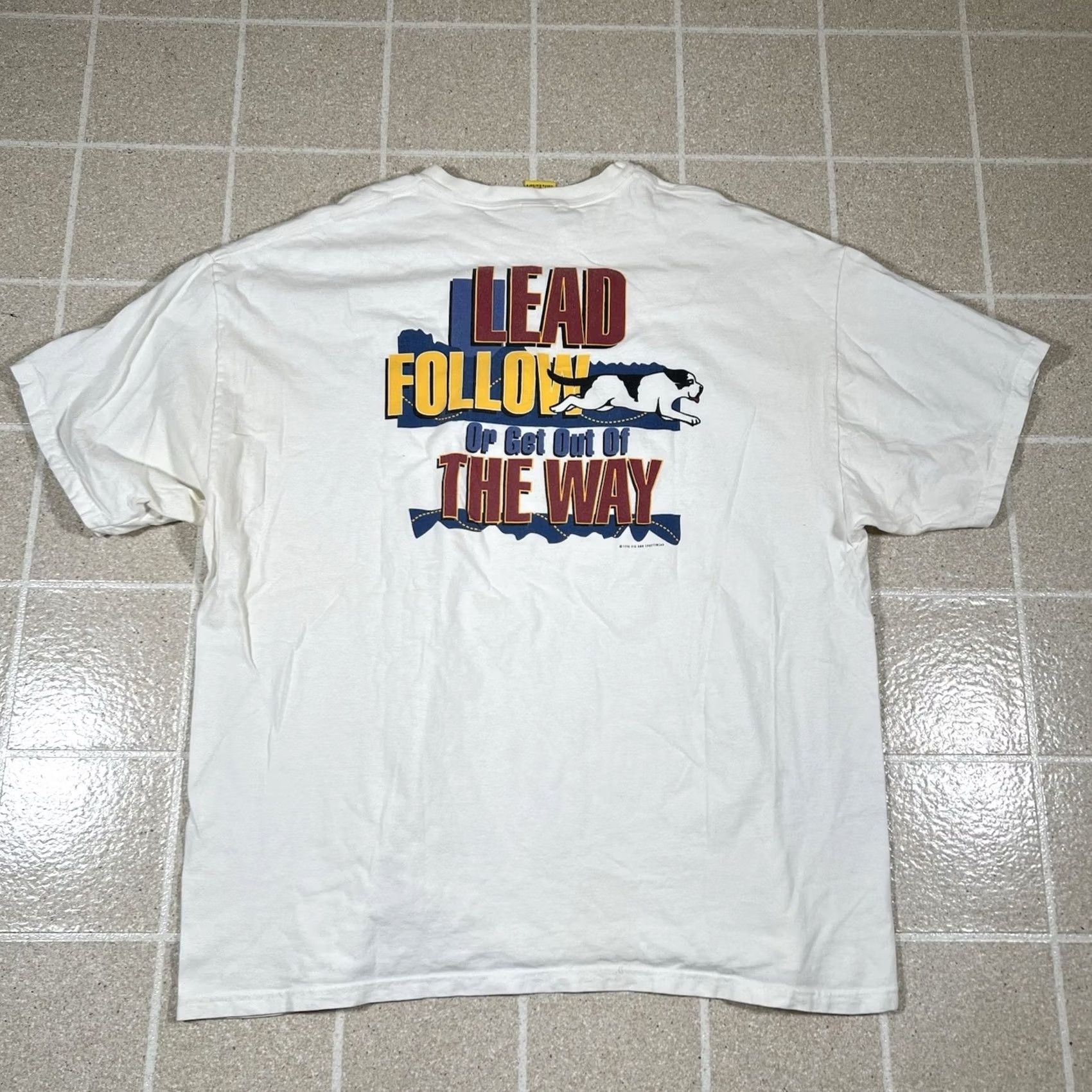 Big Dogs VINTAGE Big Dogs Shirt XL Men White 1998 Lead Follow Or Get Out The Way T-Shirt Dogs Mens XL White 1998 Size US XL / EU 56 / 4 - 2 Thumbnail