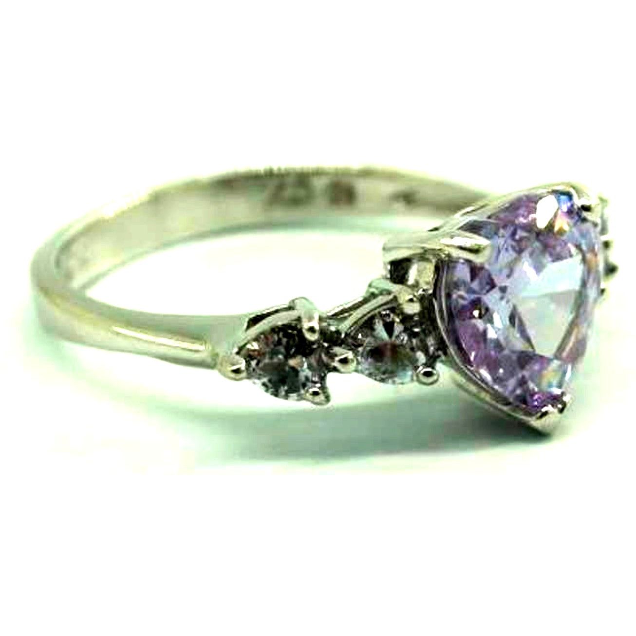 Other Dazzling Violet & White CZ Sterling Silver Heart Ring • Sz 8 Size ONE SIZE - 1 Thumbnail