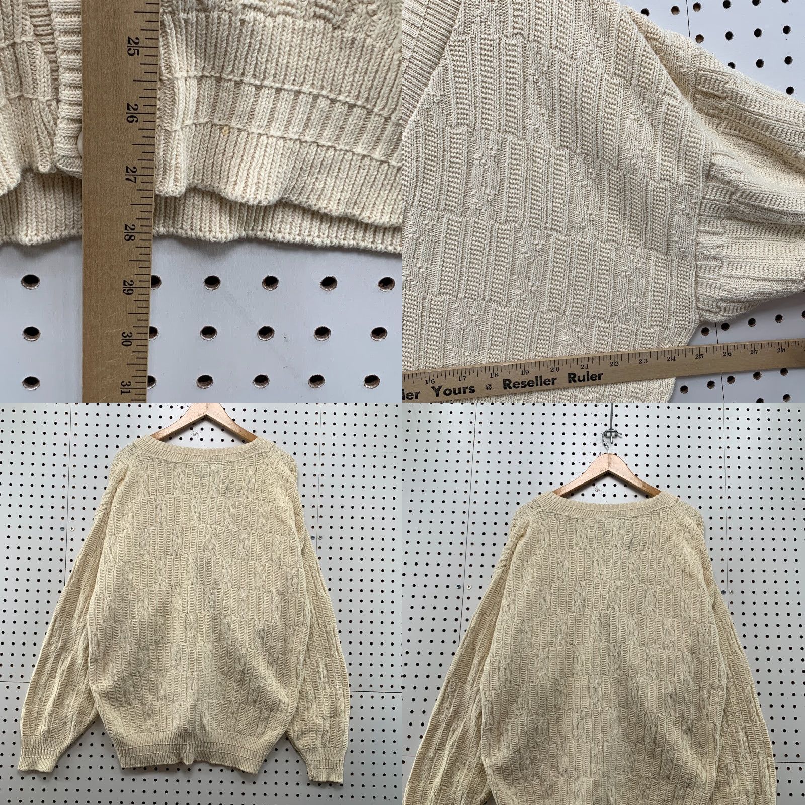 Vintage VINTAGE Kenneth Roberts Cardigan Sweater Mens L Ivory USA 1950s 60s Dad Button Knit Crew NYT? Size US L / EU 52-54 / 3 - 9 Thumbnail