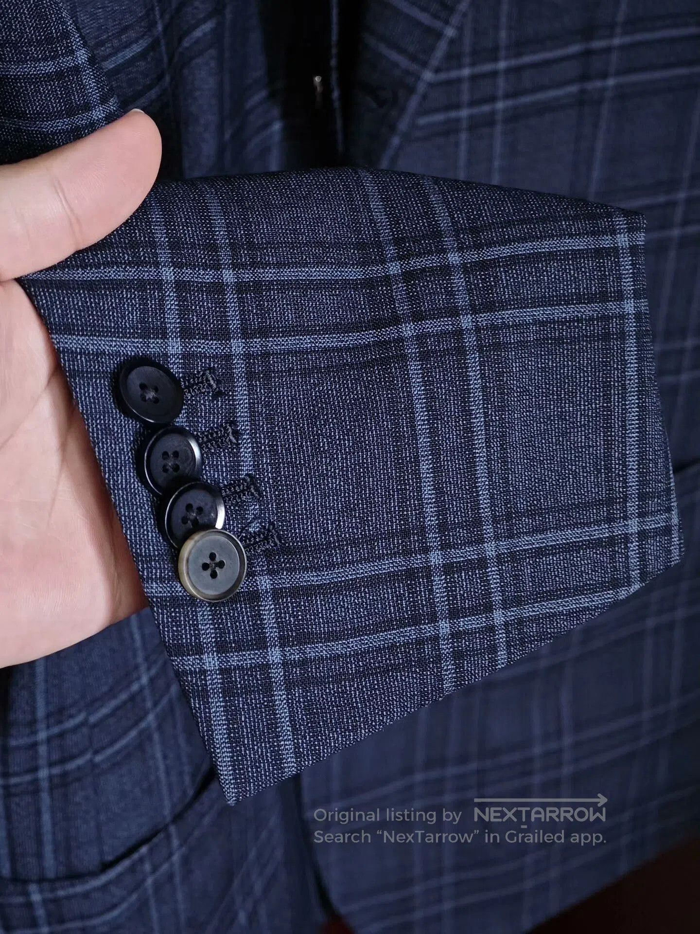 Japanese Brand Custom Blue Plaid Wool Suit Jacket. Size US S / EU 44-46 / 1 - 4 Thumbnail