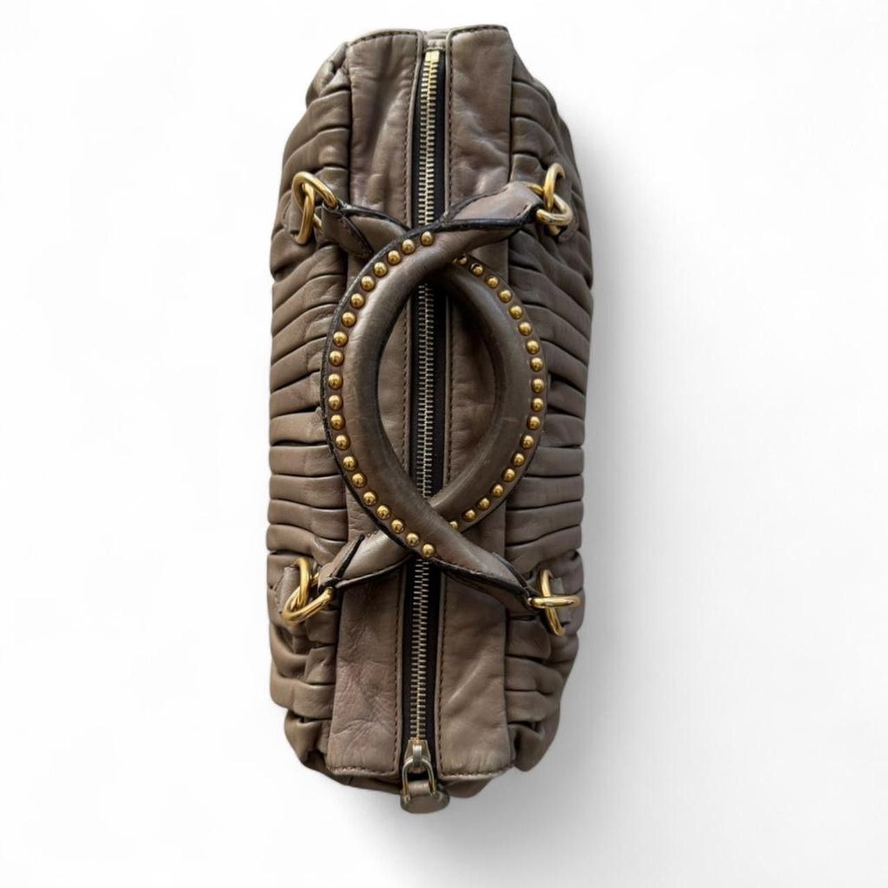 Miu Miu Miu Miu Leather Studded 2-Way Bag Brown Y2K Size ONE SIZE - 6 Thumbnail