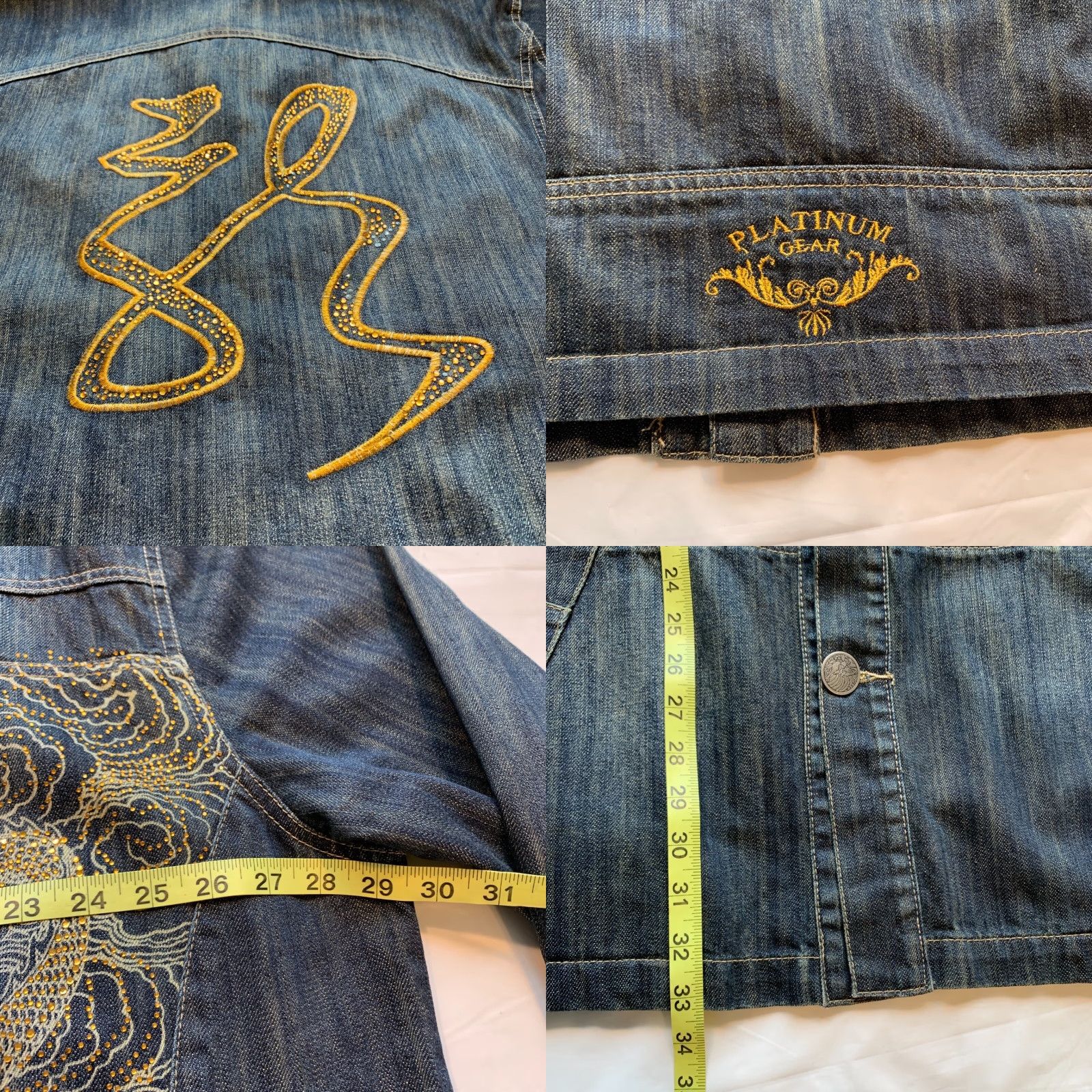 Denime VINTAGE Platinum Gear Jeans Denim Jacket Embellished Cowboy Western Ranchware 4XL NWOT Size US 39 - 8 Thumbnail