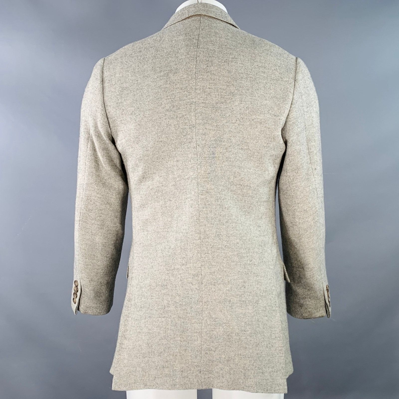 Ralph Lauren Grey Light Grey Herringbone Camel Hair Sport Coat Size 38R - 4 Thumbnail