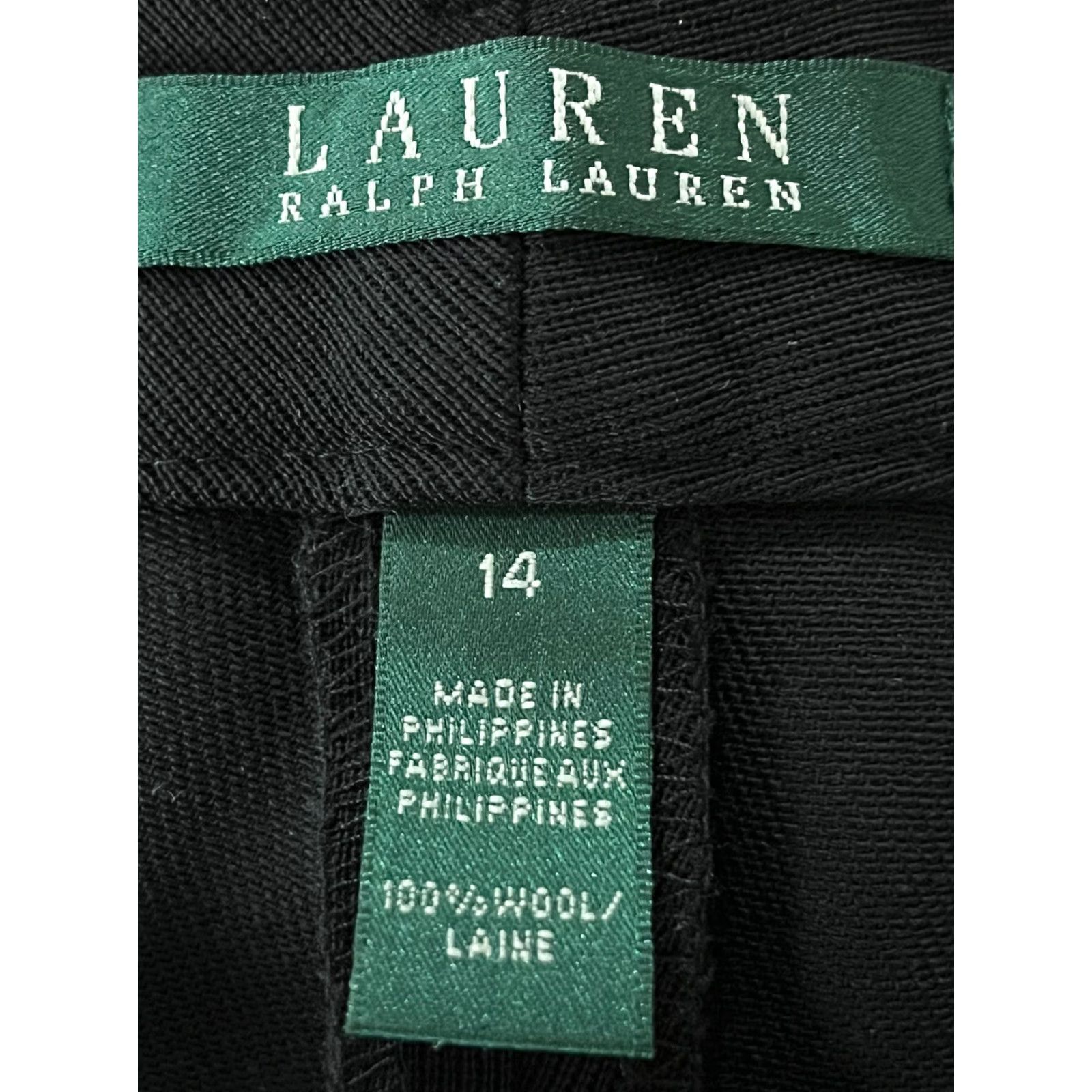 Ralph Lauren VINTAGE Lauren Ralph Lauren LRL Wool Pants Women Sz 14 Black Button Zip 31.5" Inseam Dress Pants 90s Old Money Capsule Womens Size 36" / US 14 / IT 50 - 6 Thumbnail