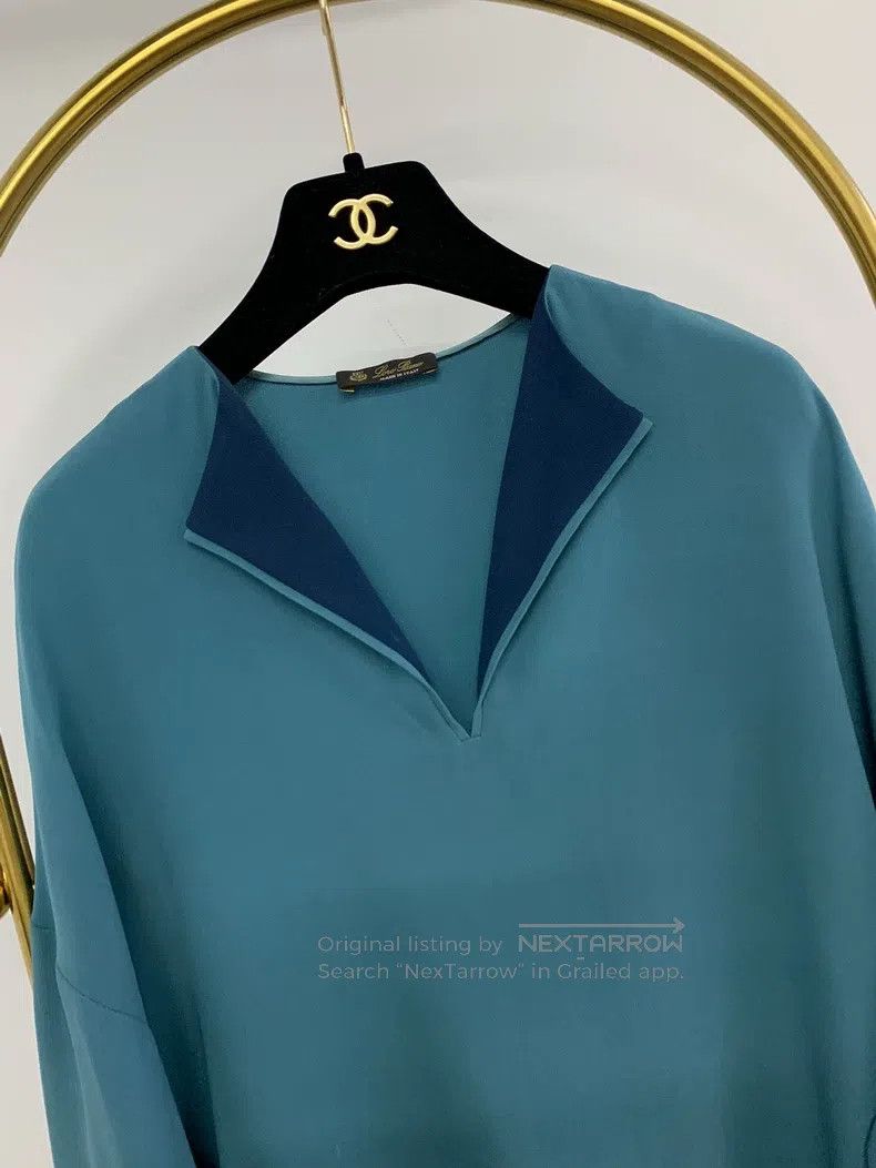 Loro Piana Loro Piana Green silk lapel top Size S / US 4 / IT 40 - 2 Thumbnail