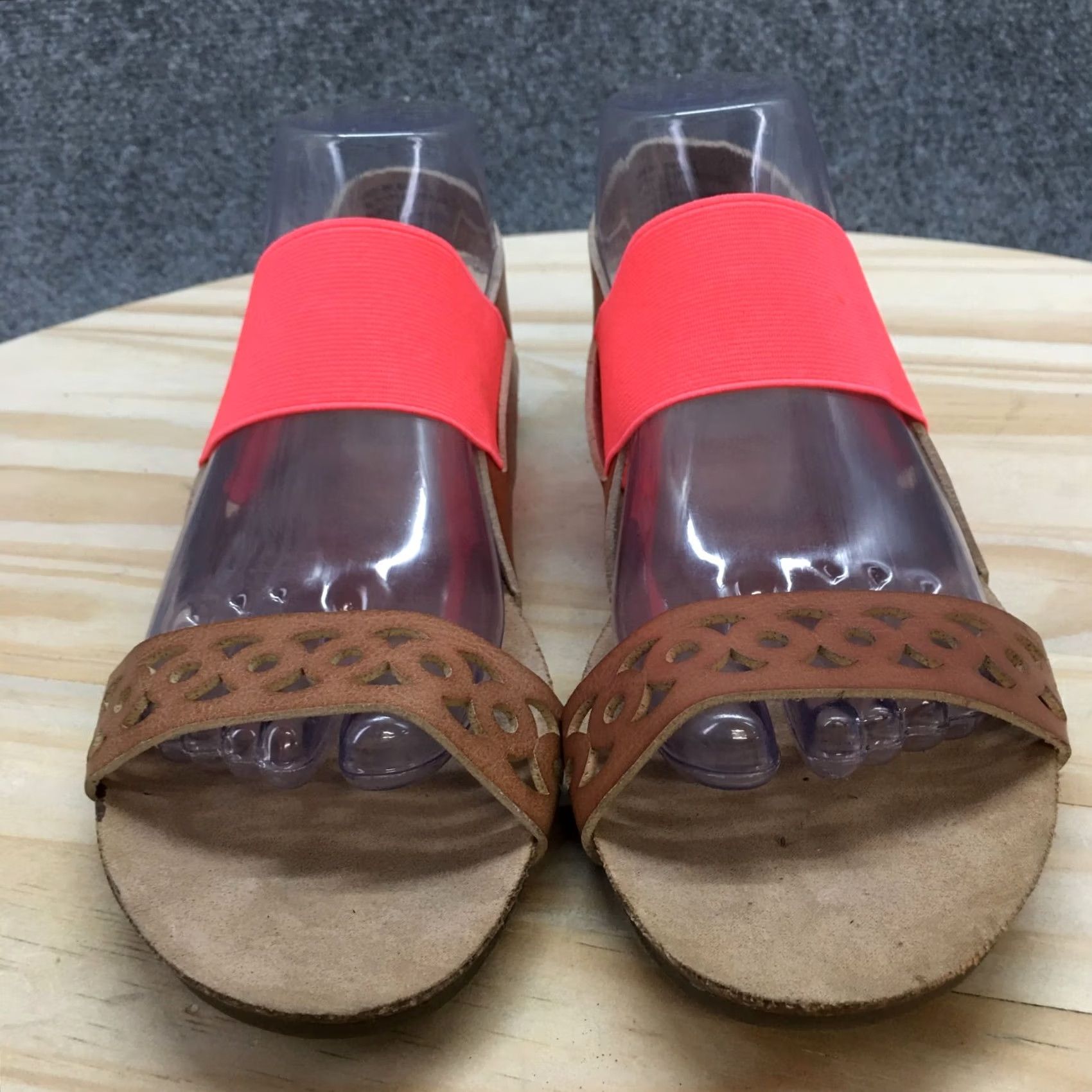 Pinko Slingback Strappy Sandals Womens 9 M Lara Flats Brown Pink Faux Leather Open Toe Size US 9 / IT 39 - 7 Thumbnail