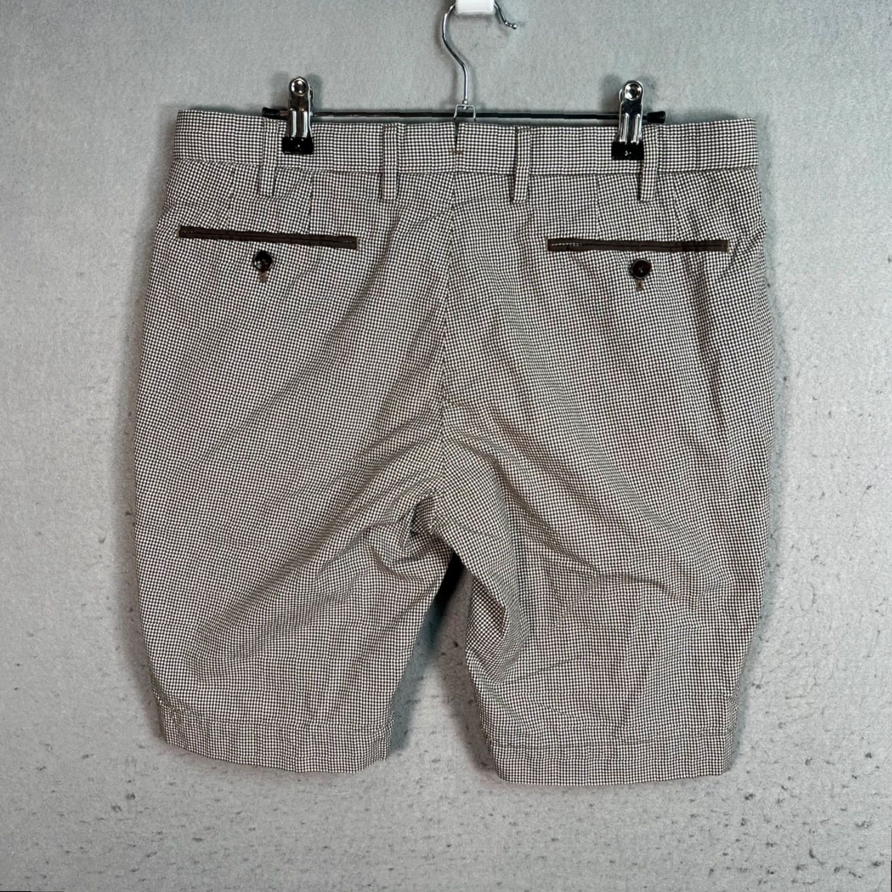 United Arrows VINTAGE United Arrows Shorts Chino Men L Brown Houndstooth Cotton Blend 32W 10in Inseam Mens Size Large Size US 33 - 2 Thumbnail