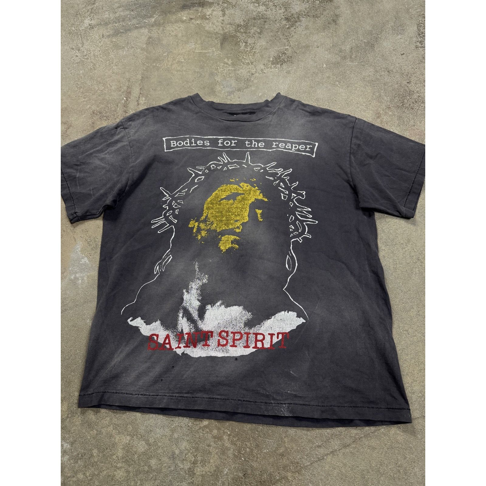 Saint Michael Saint Mx6 Tee Grey Yellow Red Spirit Used XL | Grailed