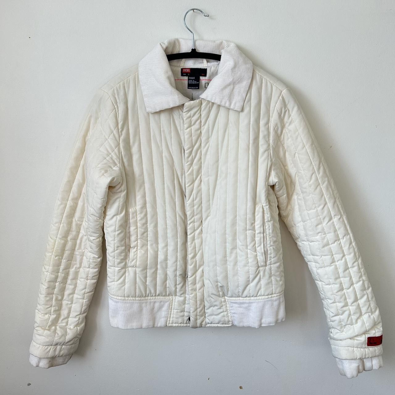 Diesel × Y/Project DIESEL Cream Quilted coat w/ corduroy trim Size S / US 4 / IT 40 - 1 Thumbnail