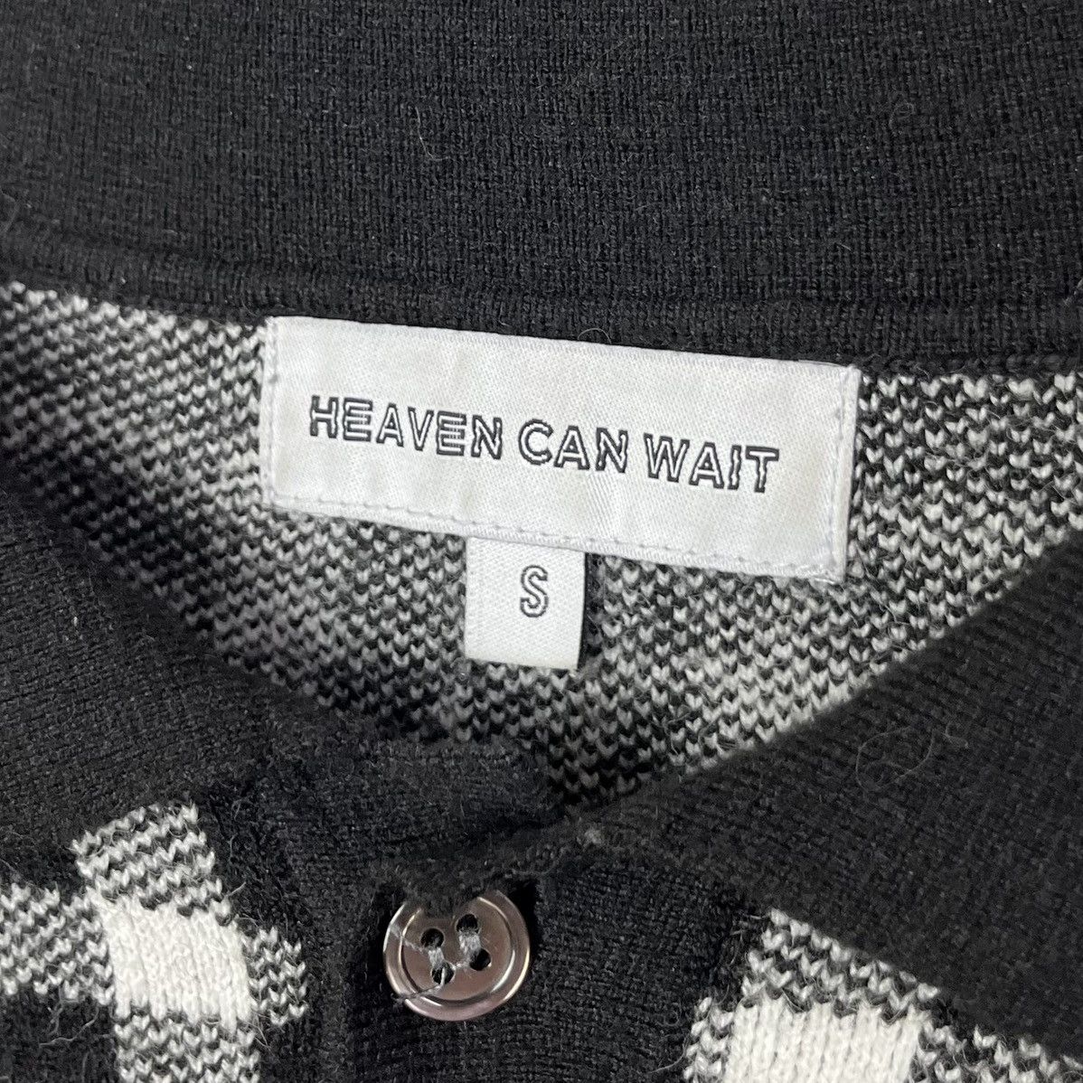 Japanese Brand Y2k Heaven Can Wait Skull Logo 100% Wool Polo Shirt Size US S / EU 44-46 / 1 - 6 Thumbnail