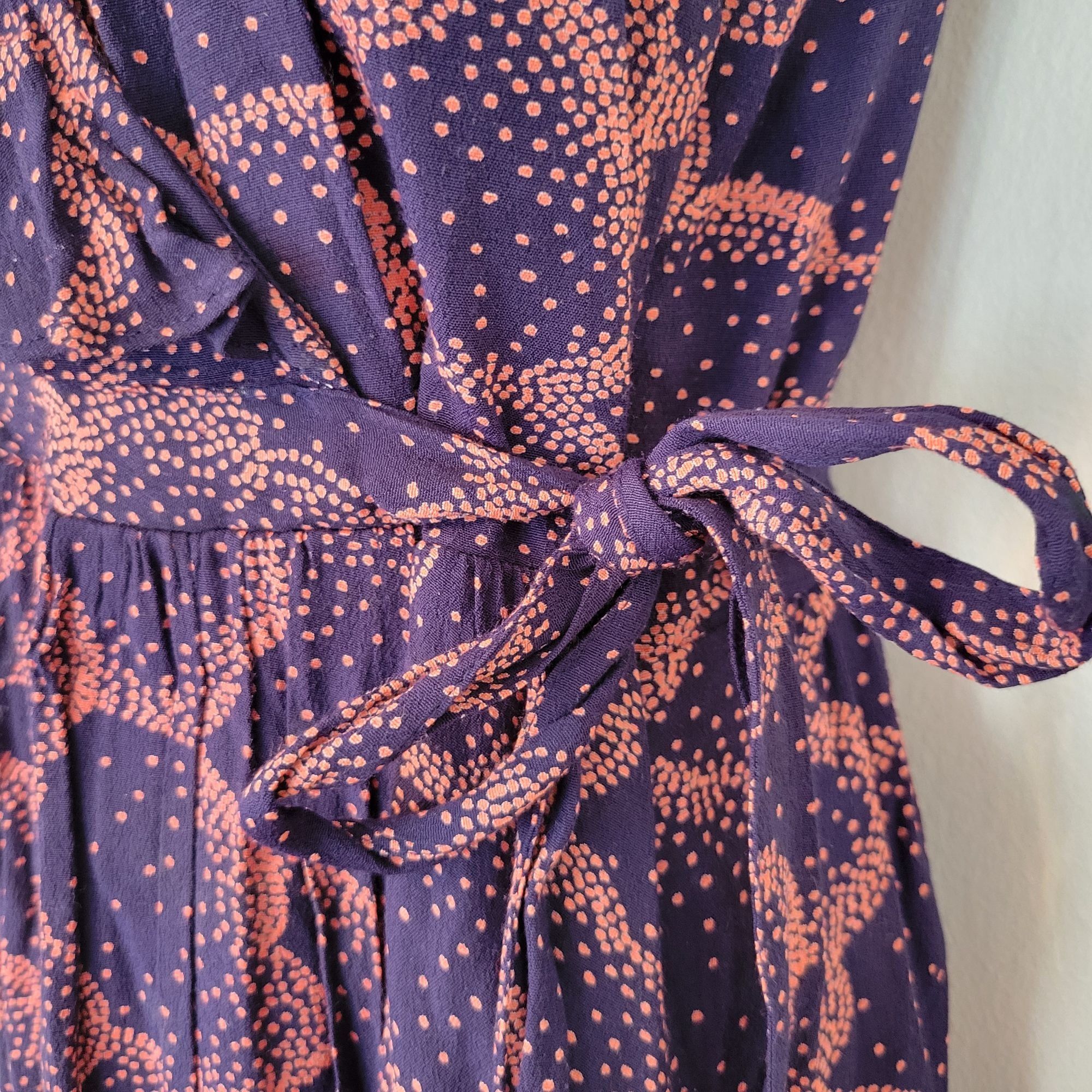 Anthropologie Maeve Anthropologie 4 Navy Coral Wrap Dress Ruffle ROSALIA R Size S / US 4 / IT 40 - 5 Thumbnail