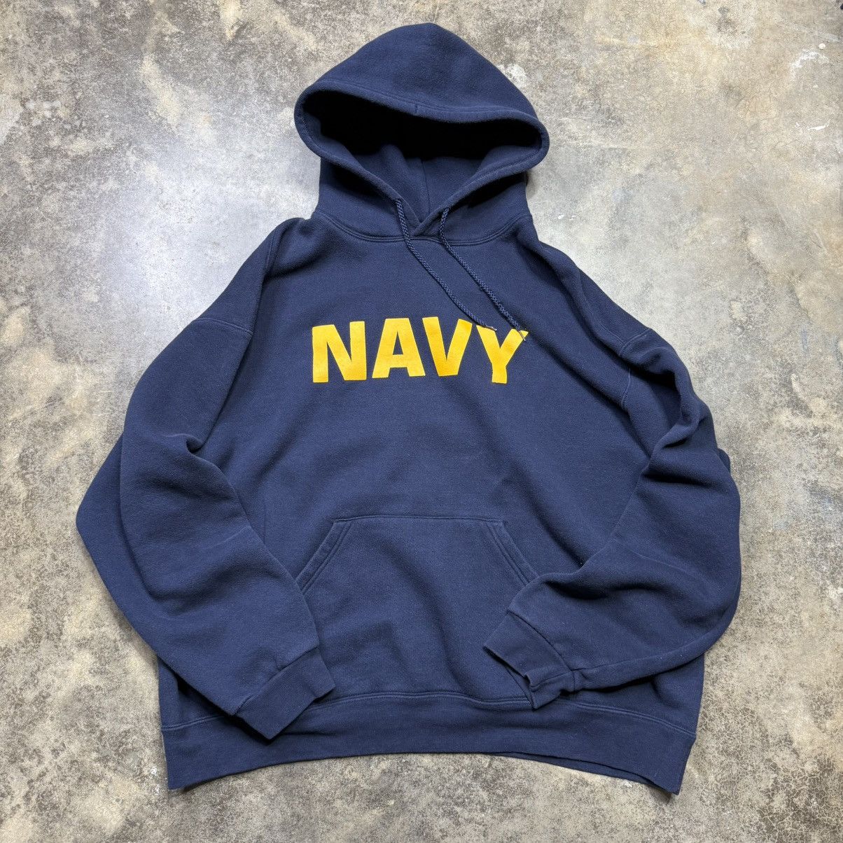 Vintage vintage united states navy baggy navy blue pullover hoodie Size US XXL / EU 58 / 5 - 1 Thumbnail