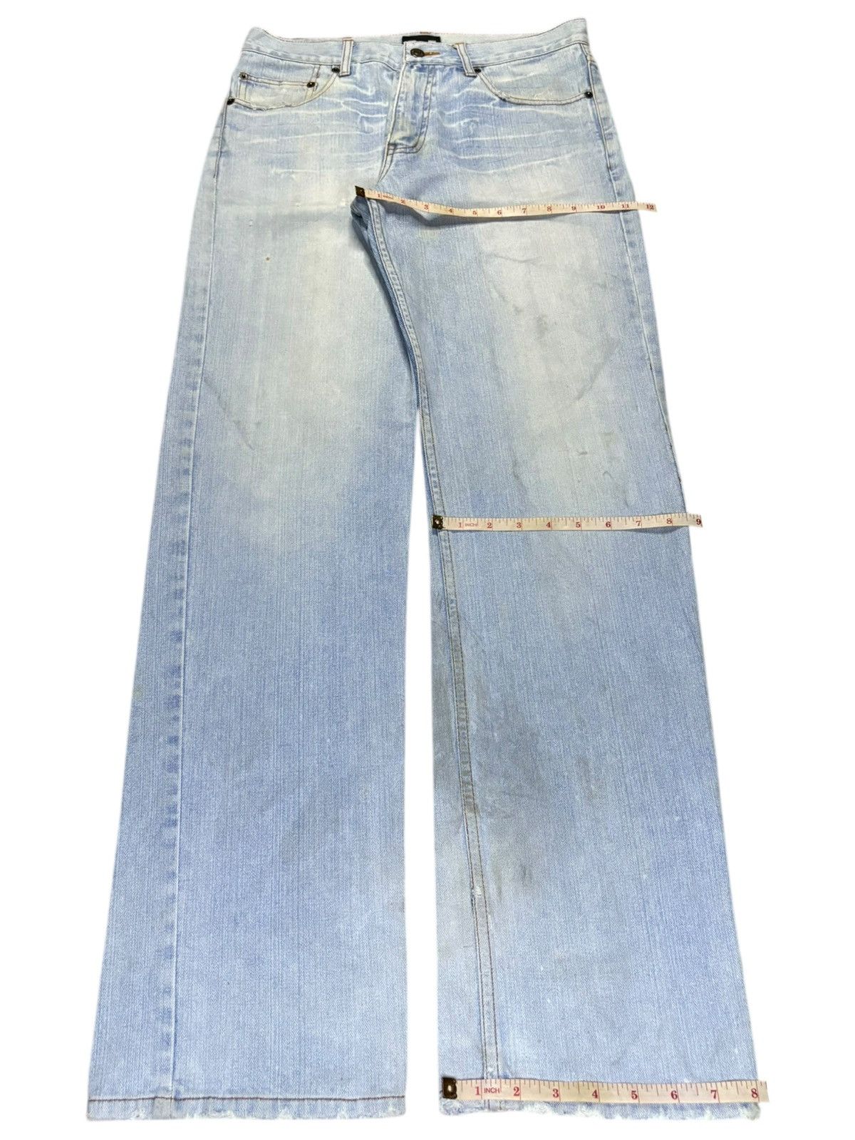 Japanese Brand SALES🔥Vintage Japanese Light Wash Distressed Loose Jeans Size US 31 - 14 Thumbnail