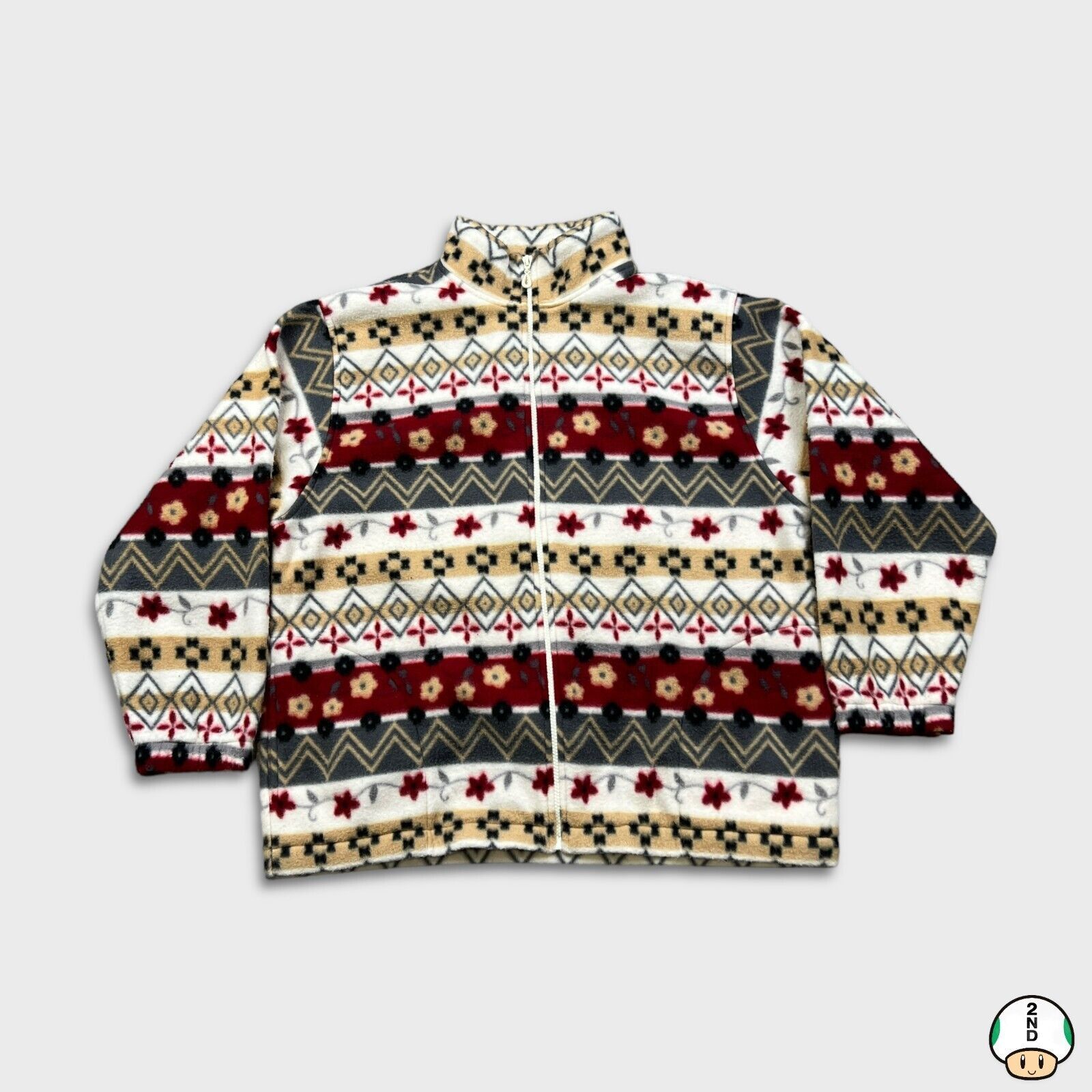 Vintage VTG Alfred Dunner Fleece Large Floral Sweater Full Zip 90s Size US L / EU 52-54 / 3 - 1 Thumbnail