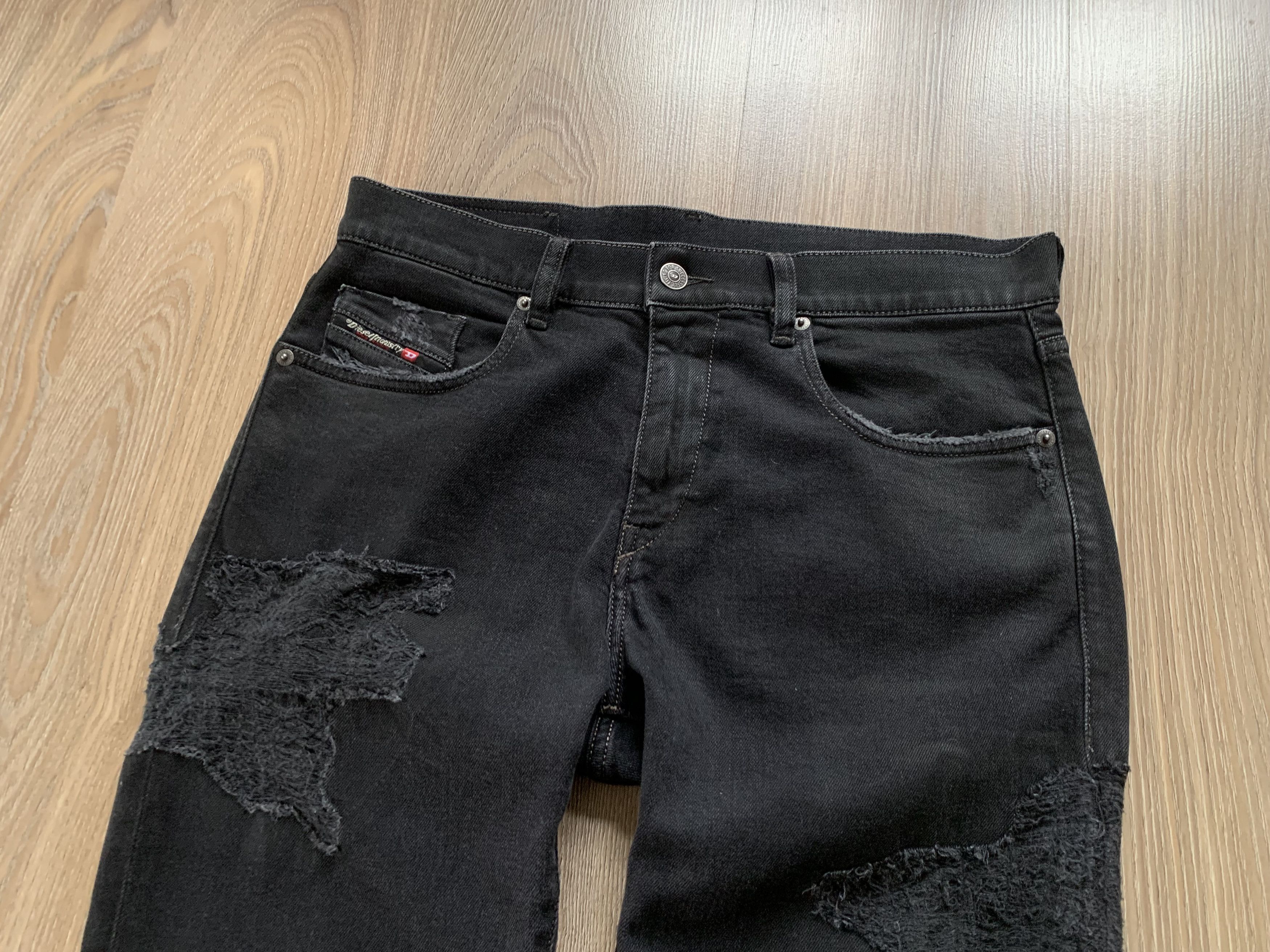 Diesel Diesel D-Strukt Distressed Black Jeans Size US 31 - 4 Thumbnail
