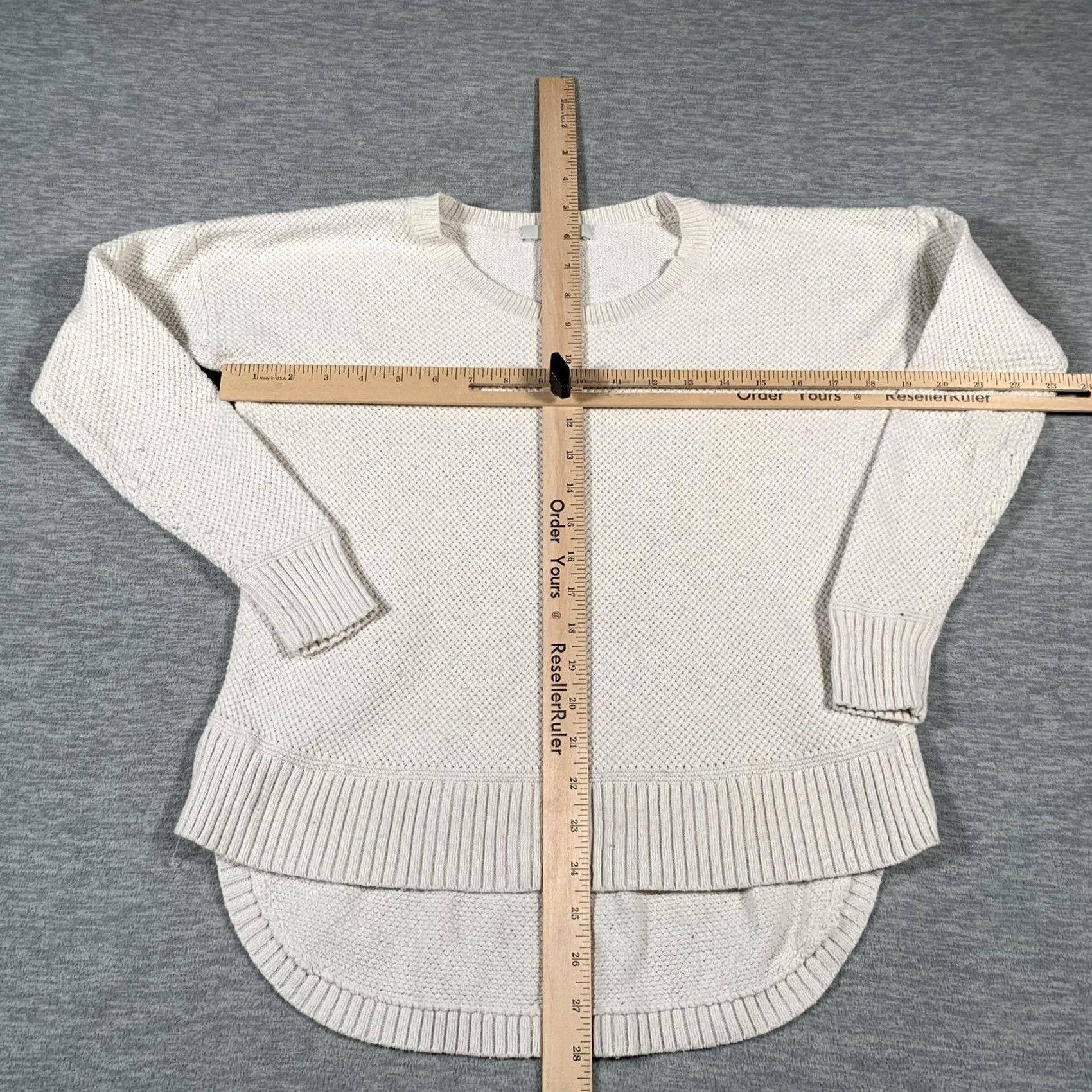 Madewell Madewell Sweater Womens XS Ivory Crewneck Textured Knit High Low Hem Pullover Size XS / US 0-2 / IT 36-38 - 5 Thumbnail