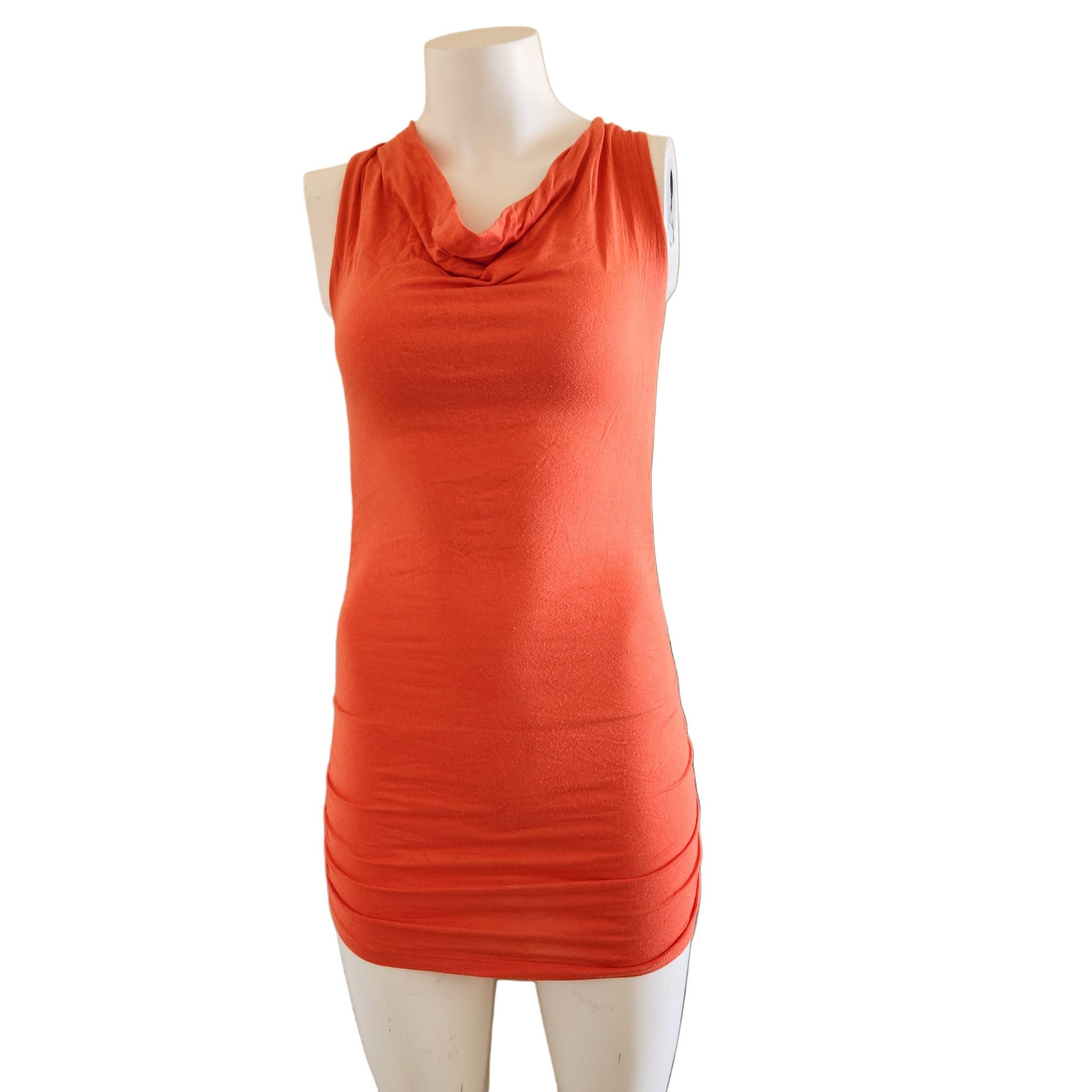 Vintage Y2K neon orange short dress bodycon sleeveless small Size S / US 4 / IT 40 - 2 Thumbnail