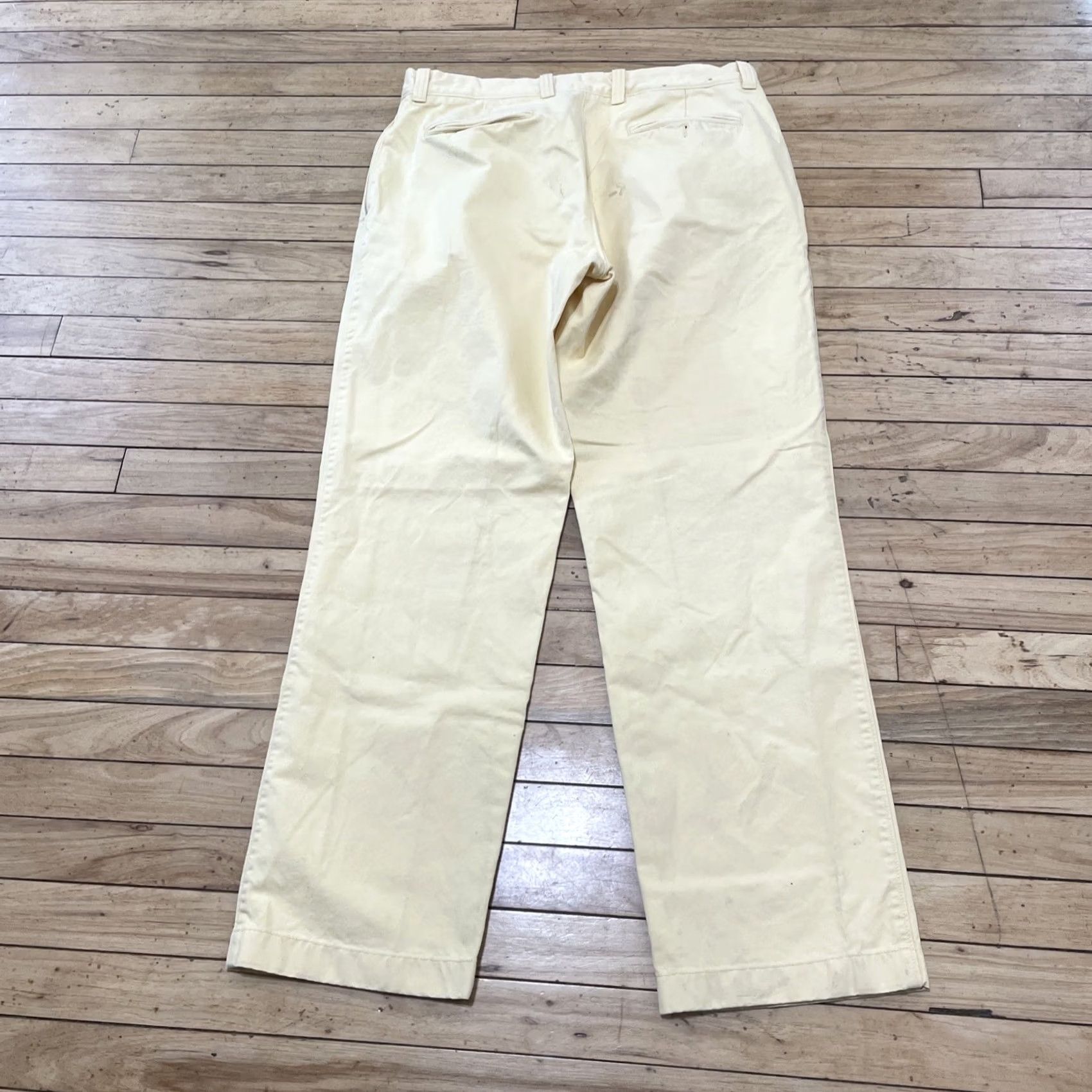 J.Crew VINTAGE J.CREW Thick Broken In Pants Men 35x32 Yellow Golf Chino 90s Grunge Y2K Size US 35 - 2 Thumbnail
