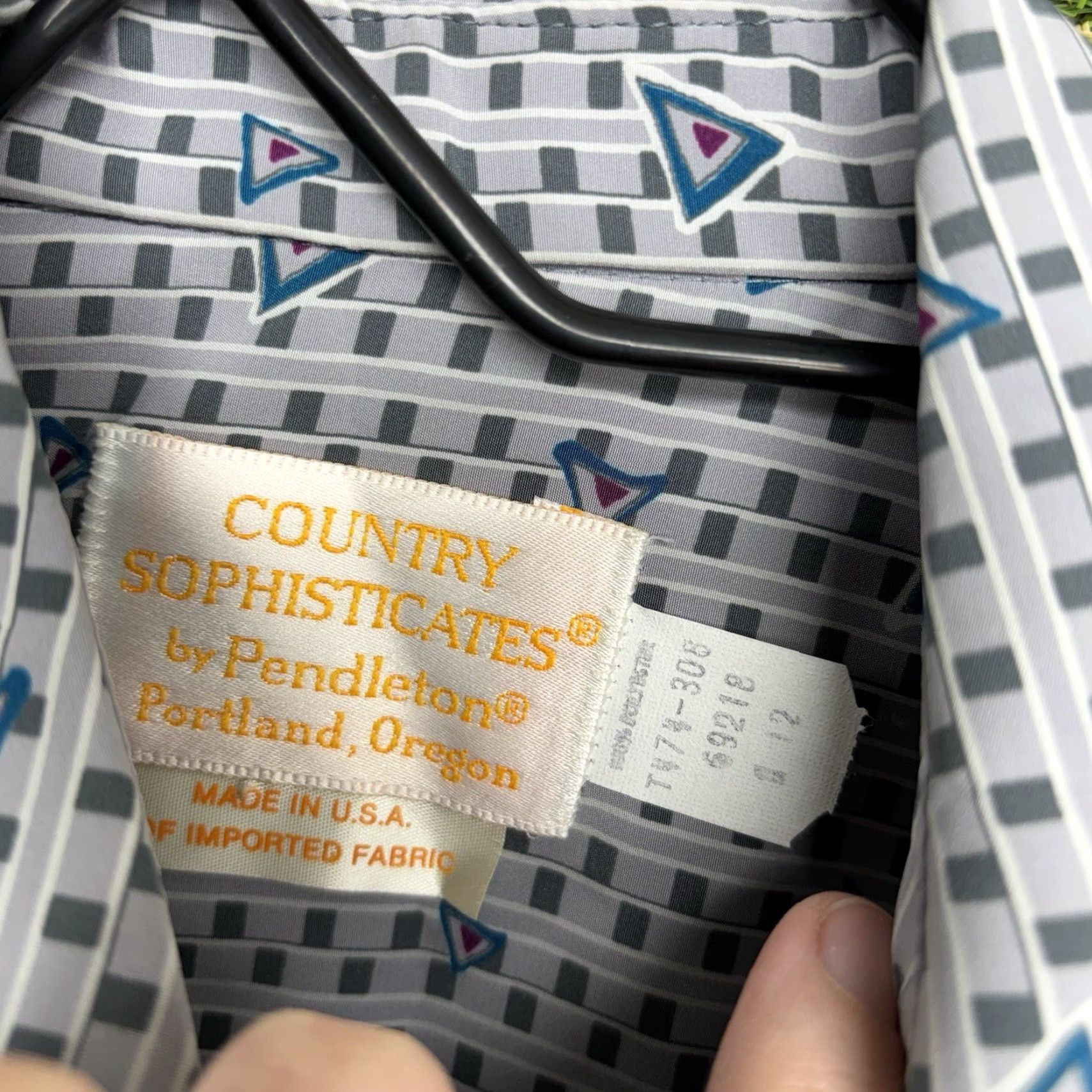 Pendleton VINTAGE Pendleton Shirt Womens 12 Blue Geometric 80s Classic Button Up Blouse Modest Size XL / US 12-14 / IT 48-50 - 4 Thumbnail
