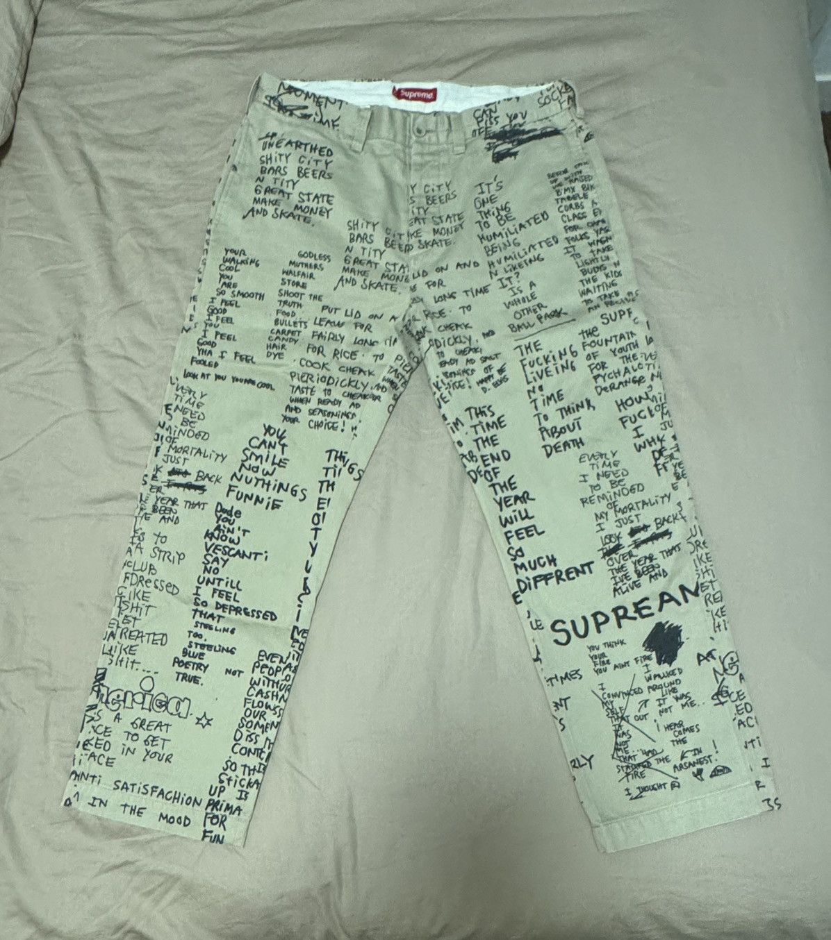 Supreme Supreme Gonz Poems Chino Pant "Khaki" Size US 32 / EU 48 - 1 Thumbnail