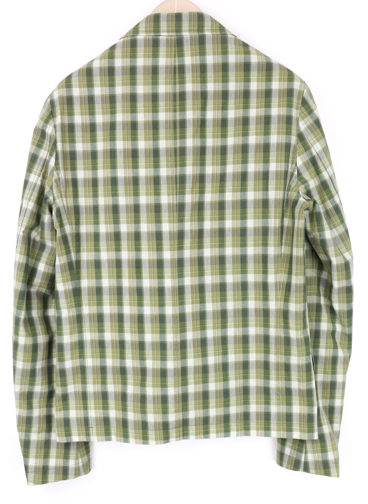 John Richmond 48 Green Linen Checked Single-Breasted Blazer 74038 Size 38R - 2 Thumbnail