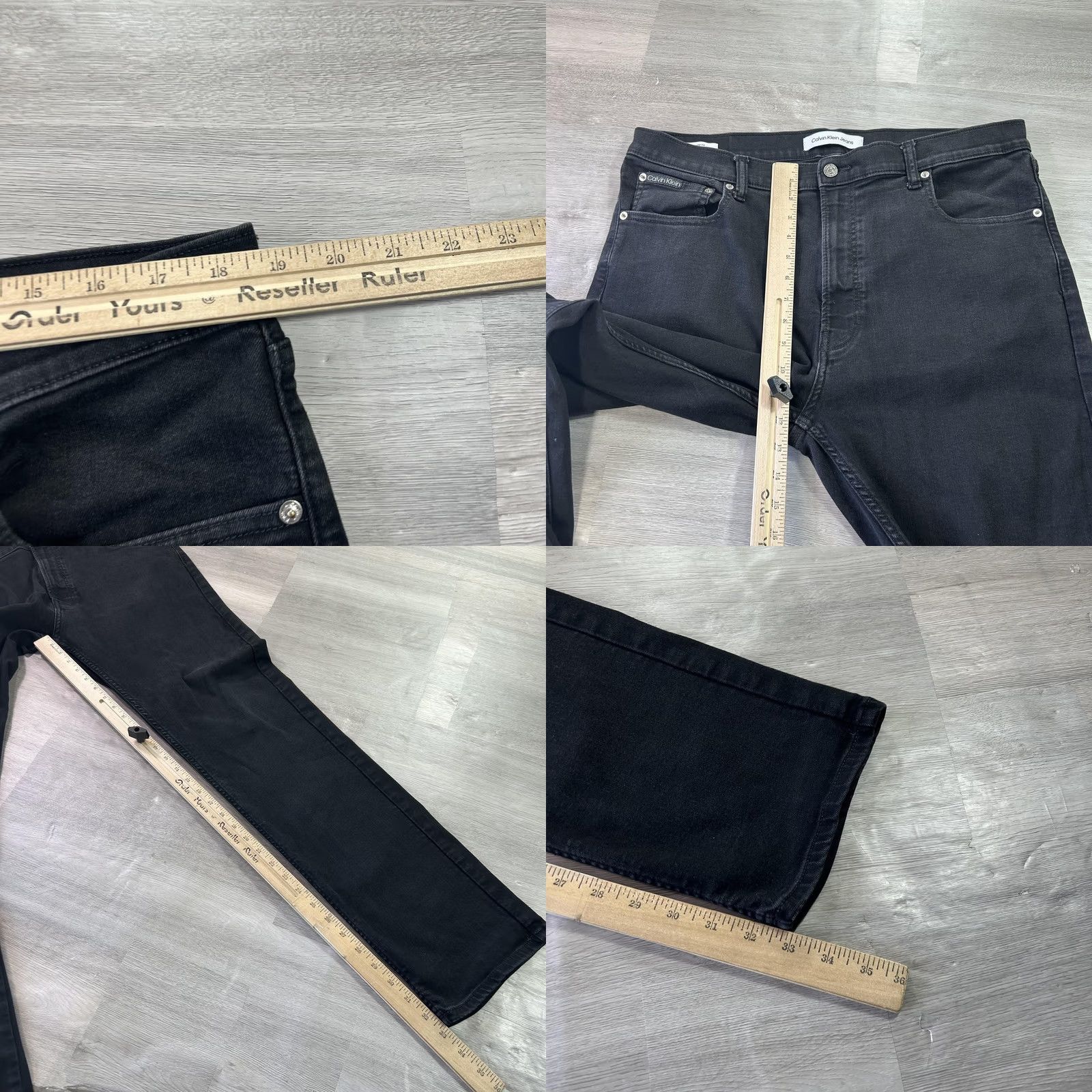 Calvin Klein Calvin Klein Jeans Slim Straight Fit Jeans Mens 38x34 Black Stretch Denim Dark Wash Pants Size US 38 / EU 54 - 8 Thumbnail