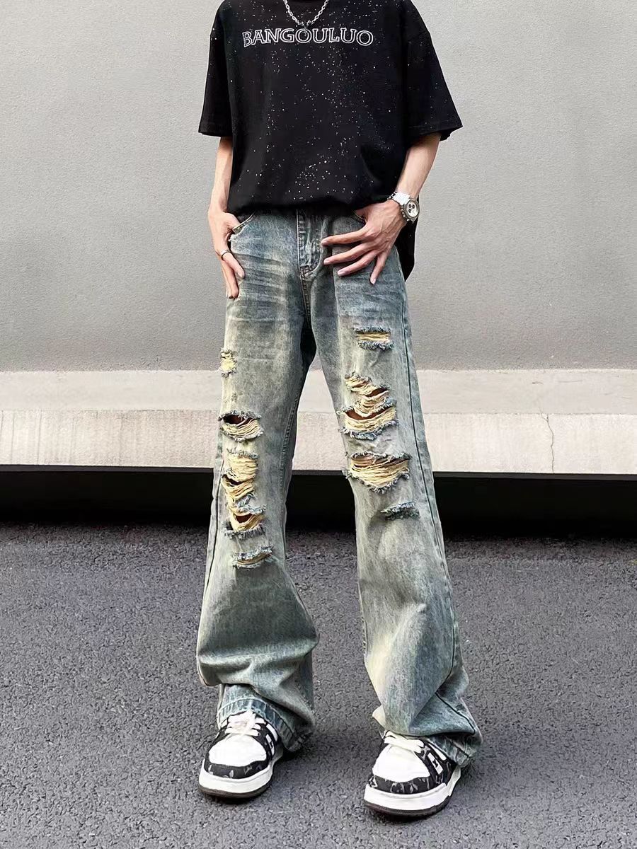 Designer × Jean × Vintage baggy vintage wash ripped Y2K jeans Size US 34 / EU 50 - 1 Thumbnail